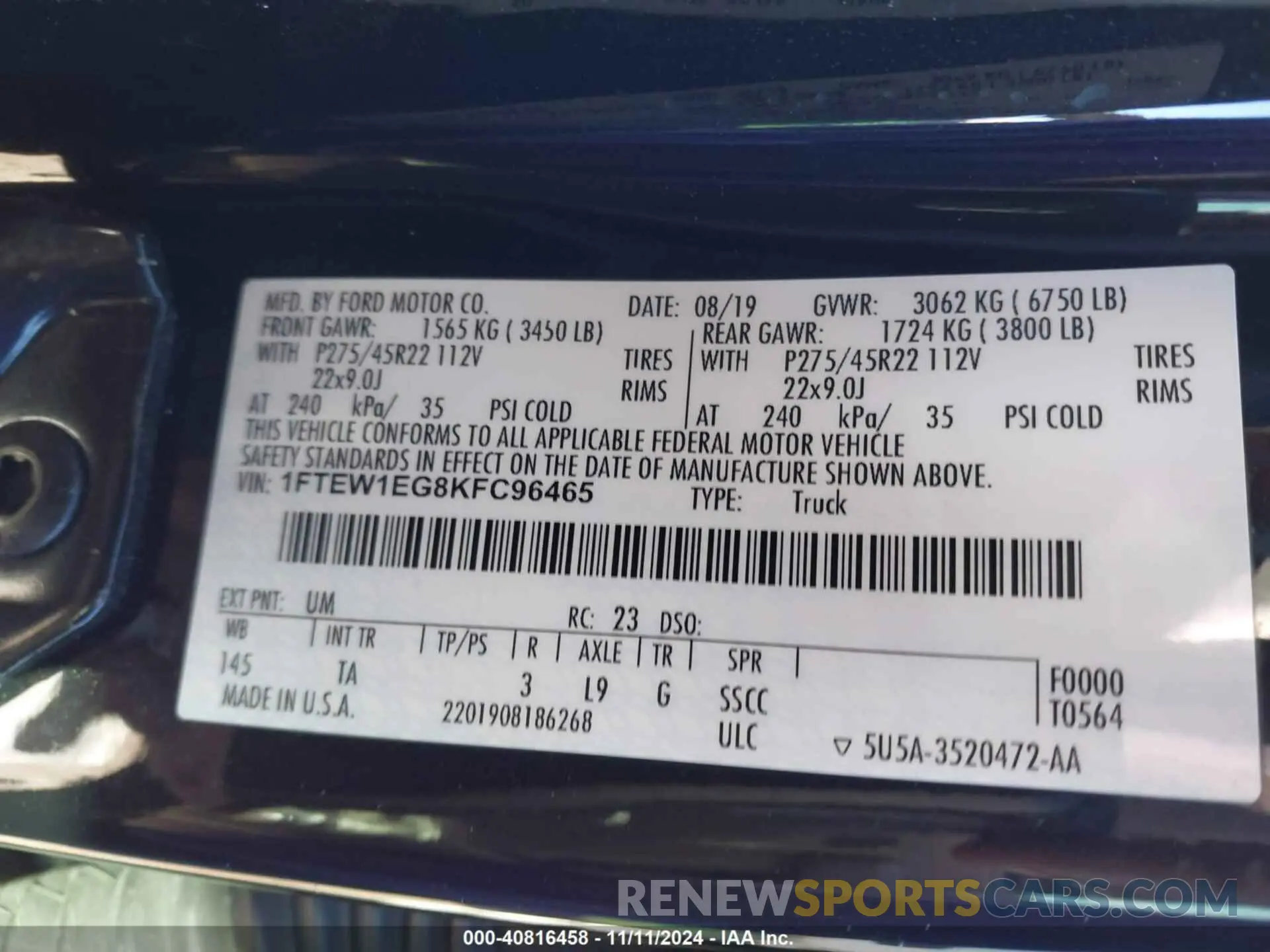 9 Photograph of a damaged car 1FTEW1EG8KFC96465 FORD F-150 2019