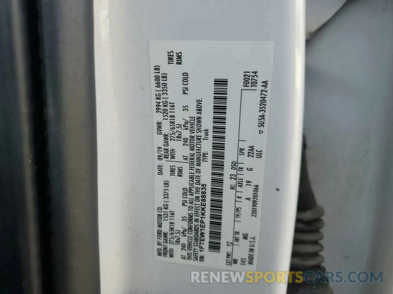 14 Photograph of a damaged car 1FTEW1EP1KKE88835 FORD F-150 2019