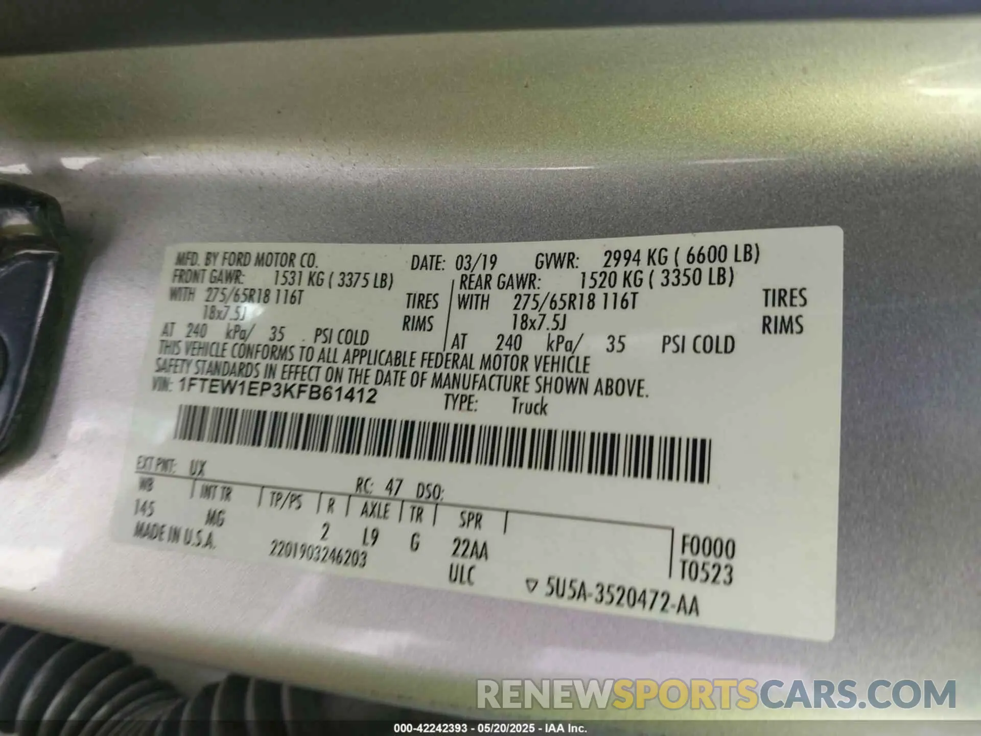 9 Photograph of a damaged car 1FTEW1EP3KFB61412 FORD F-150 2019
