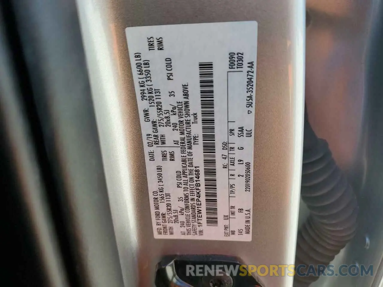 14 Photograph of a damaged car 1FTEW1EP4KFB14681 FORD F-150 2019