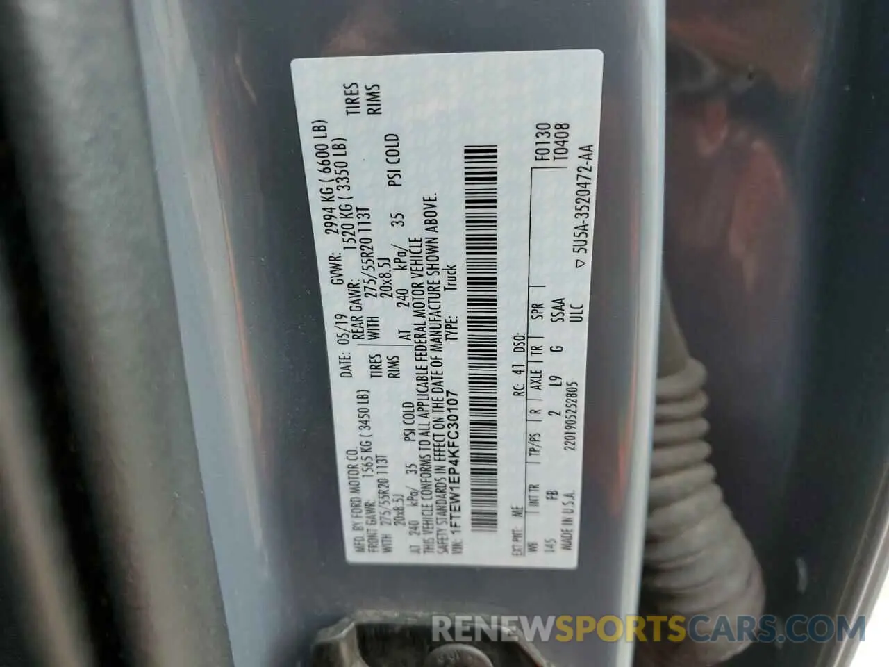 12 Photograph of a damaged car 1FTEW1EP4KFC30107 FORD F-150 2019