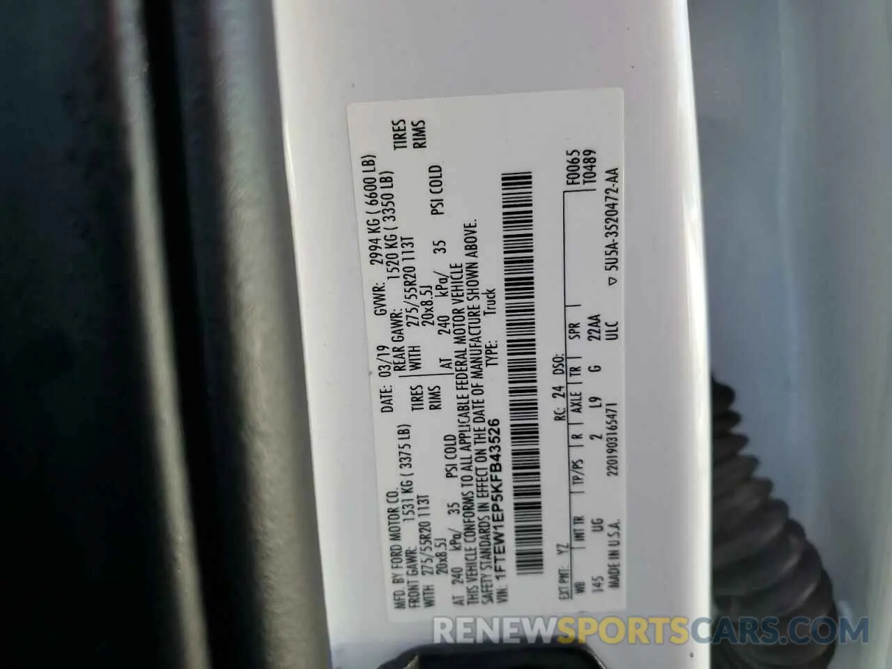 12 Photograph of a damaged car 1FTEW1EP5KFB43526 FORD F-150 2019