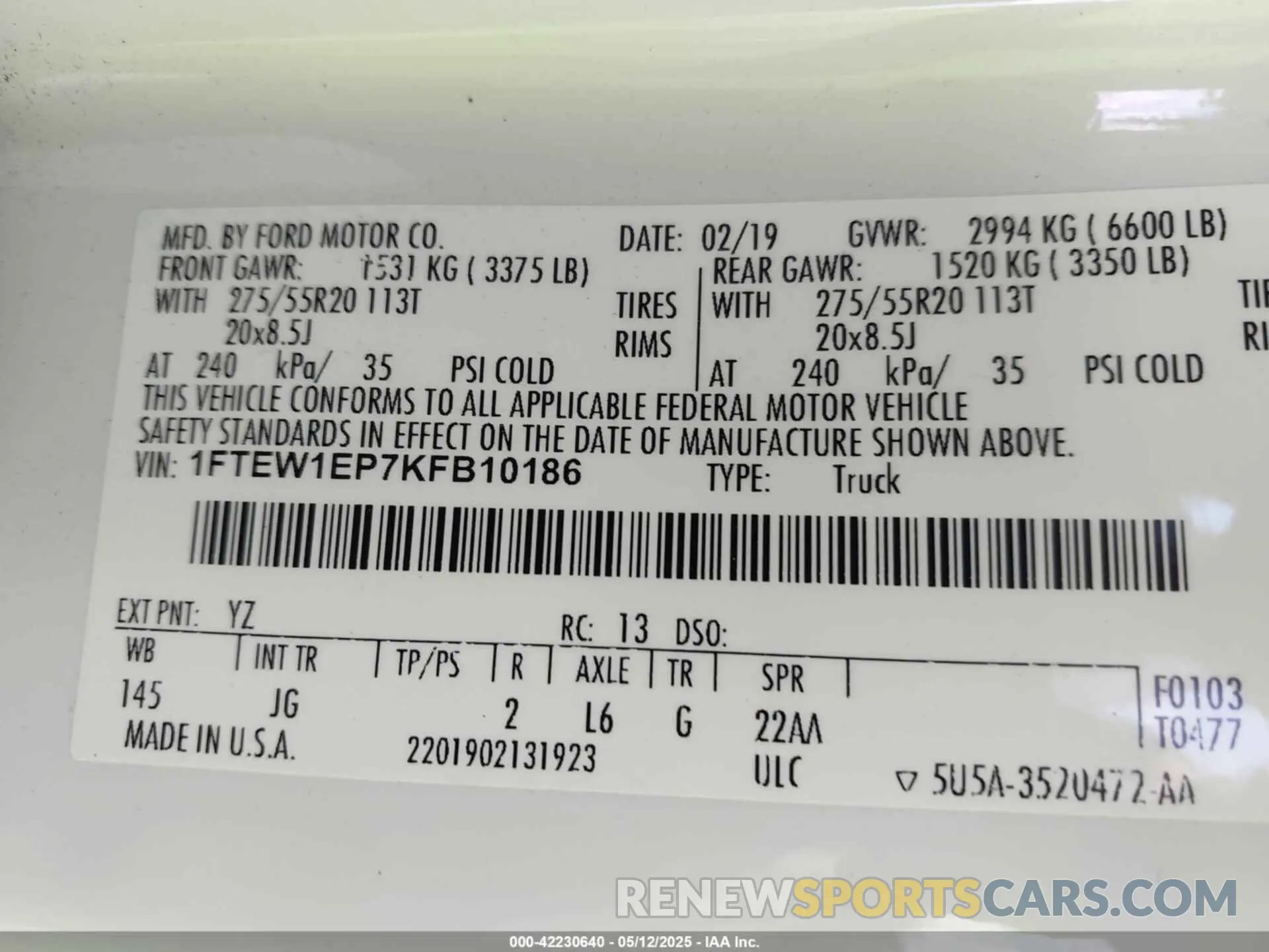9 Photograph of a damaged car 1FTEW1EP7KFB10186 FORD F-150 2019