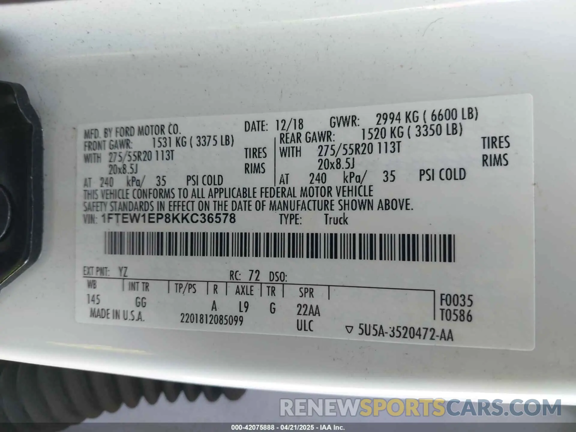 9 Photograph of a damaged car 1FTEW1EP8KKC36578 FORD F-150 2019