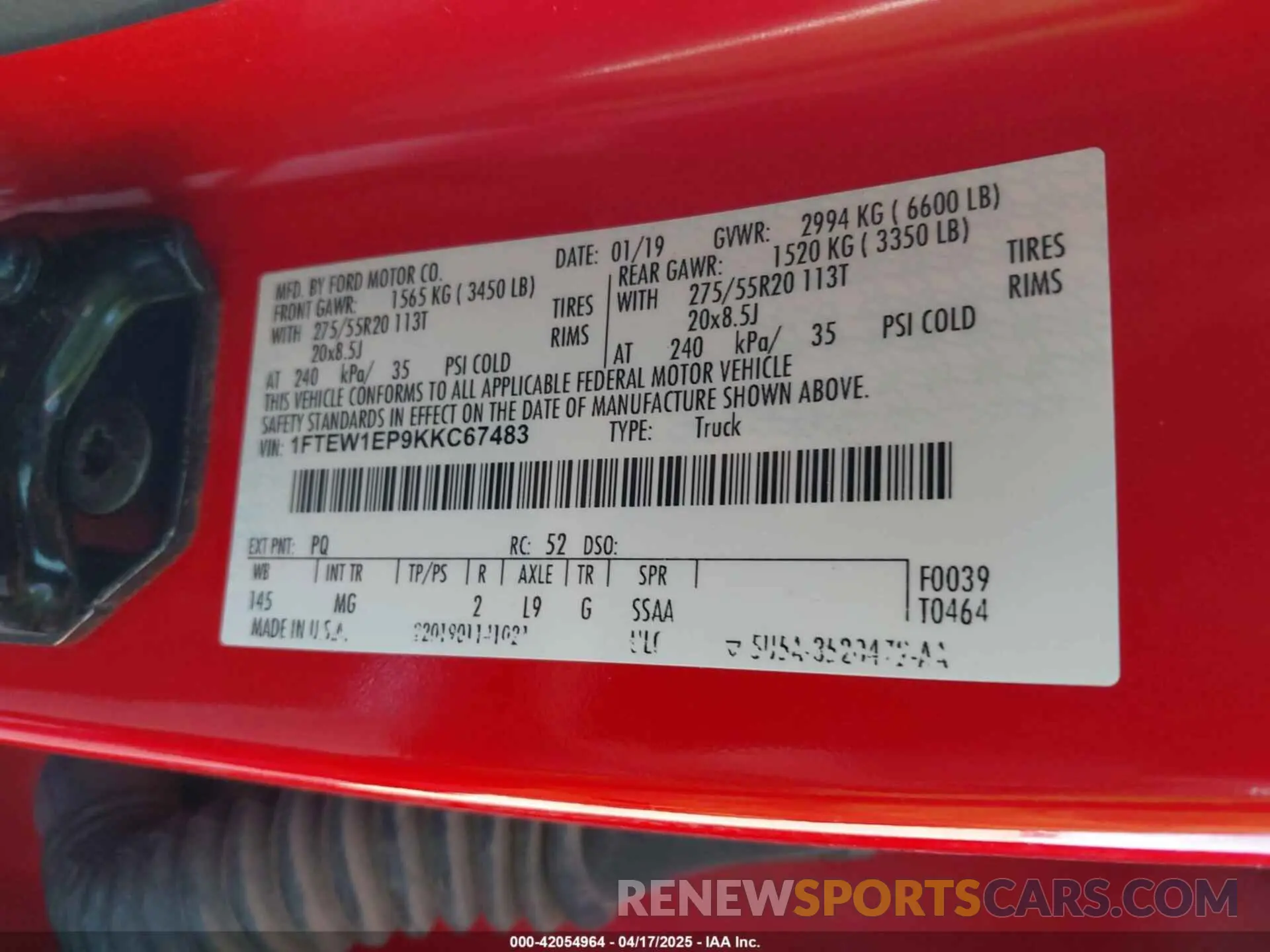 9 Photograph of a damaged car 1FTEW1EP9KKC67483 FORD F-150 2019