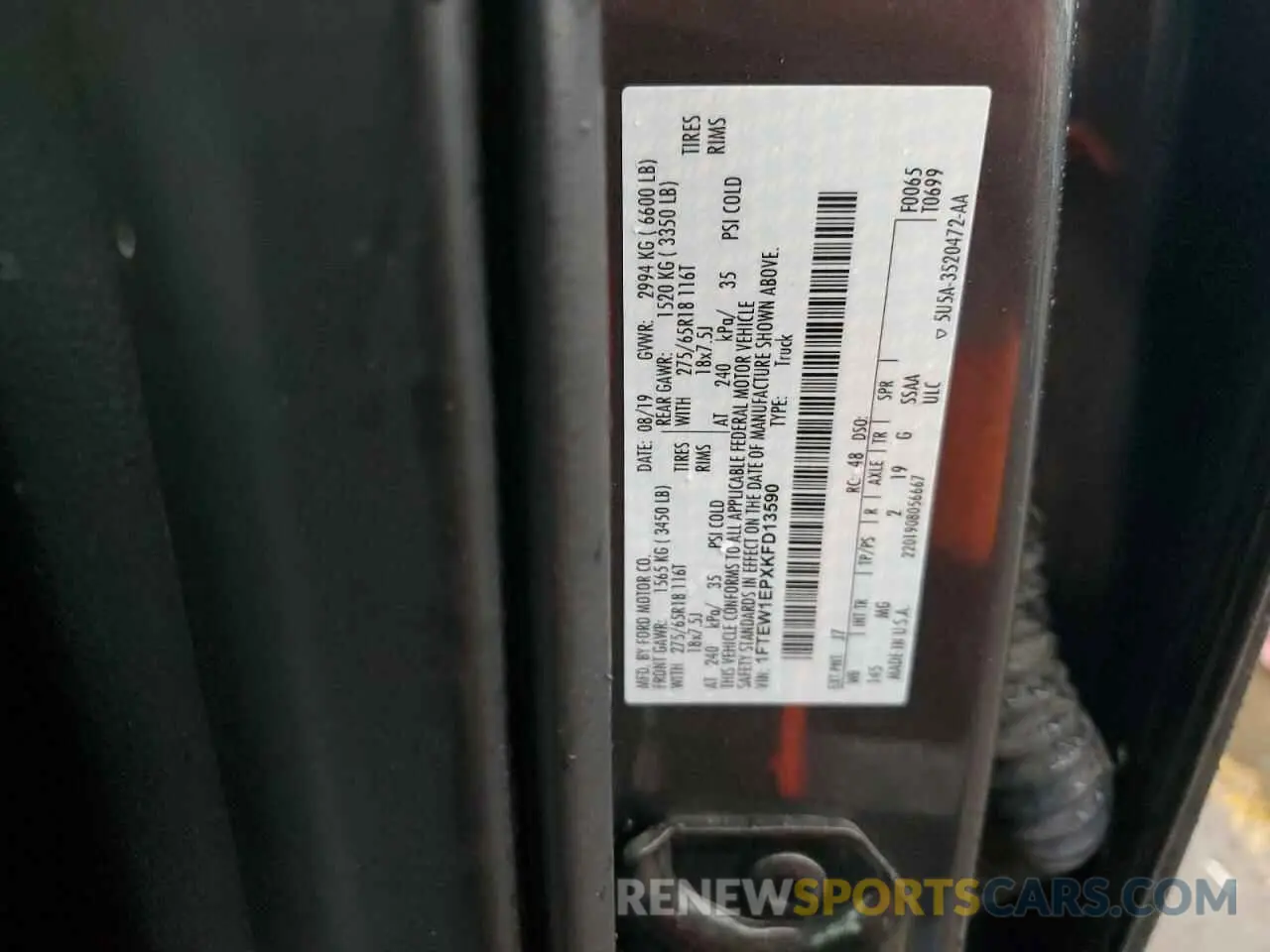 13 Photograph of a damaged car 1FTEW1EPXKFD13590 FORD F-150 2019