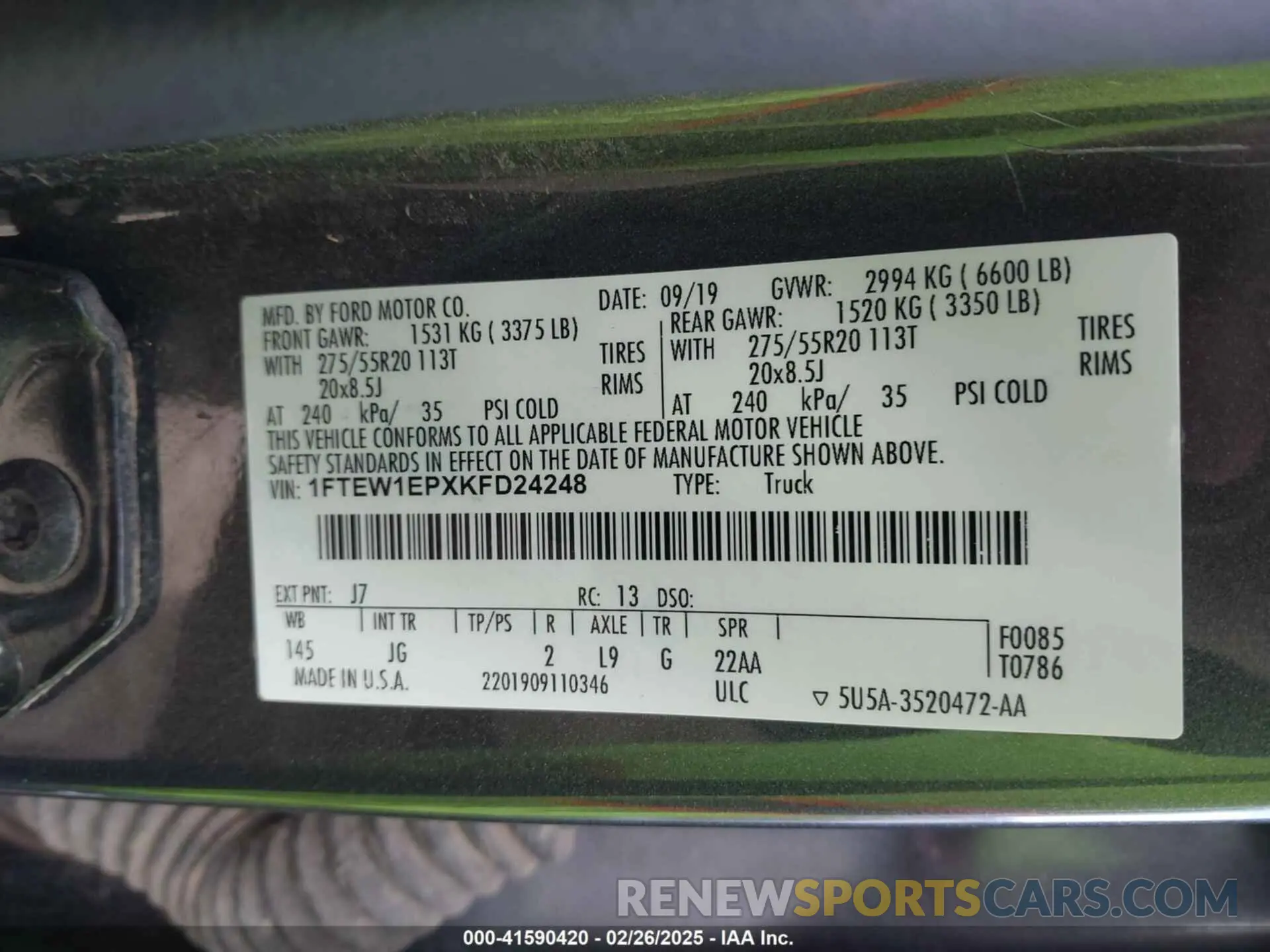 9 Photograph of a damaged car 1FTEW1EPXKFD24248 FORD F-150 2019