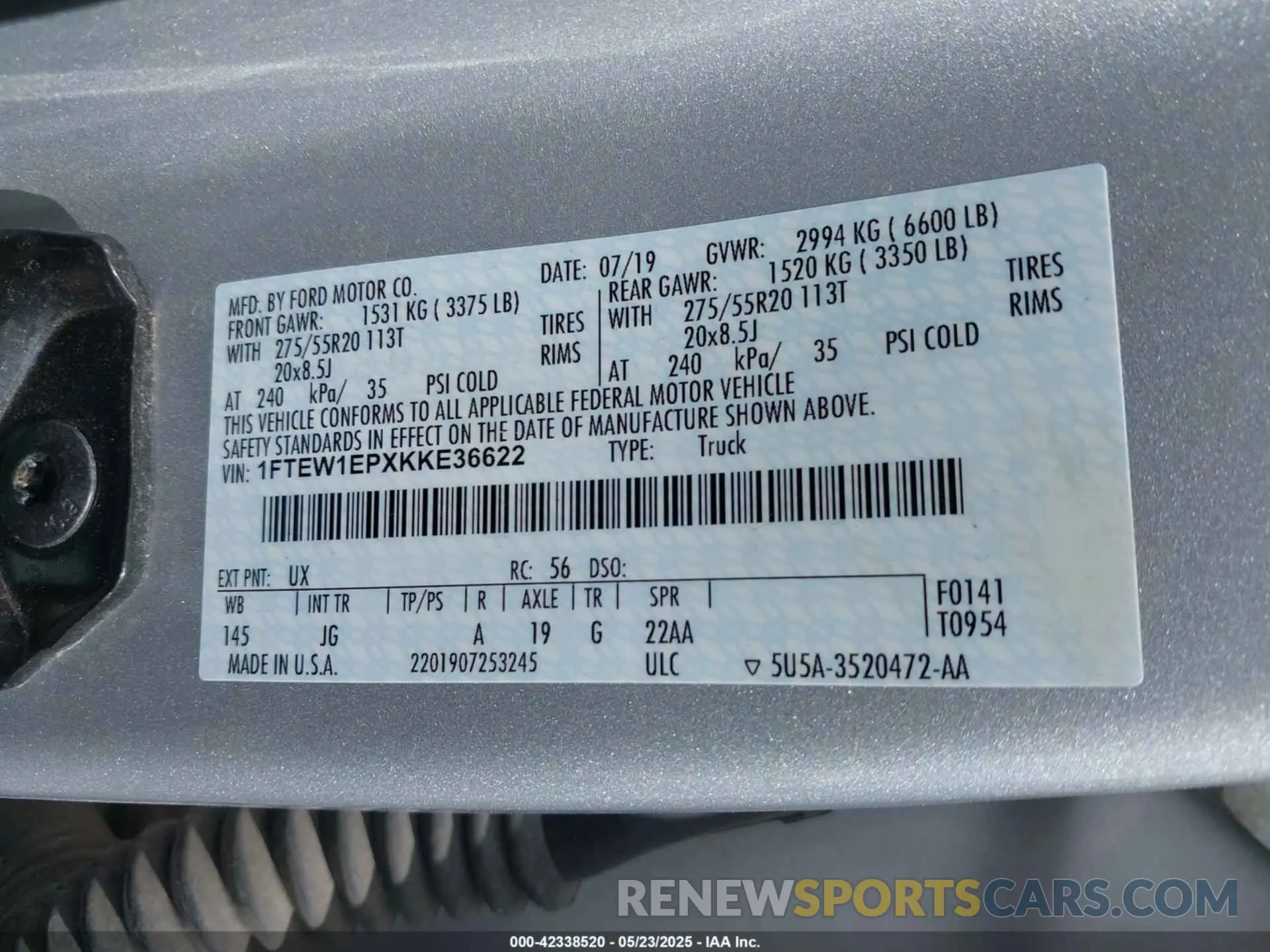 9 Photograph of a damaged car 1FTEW1EPXKKE36622 FORD F-150 2019