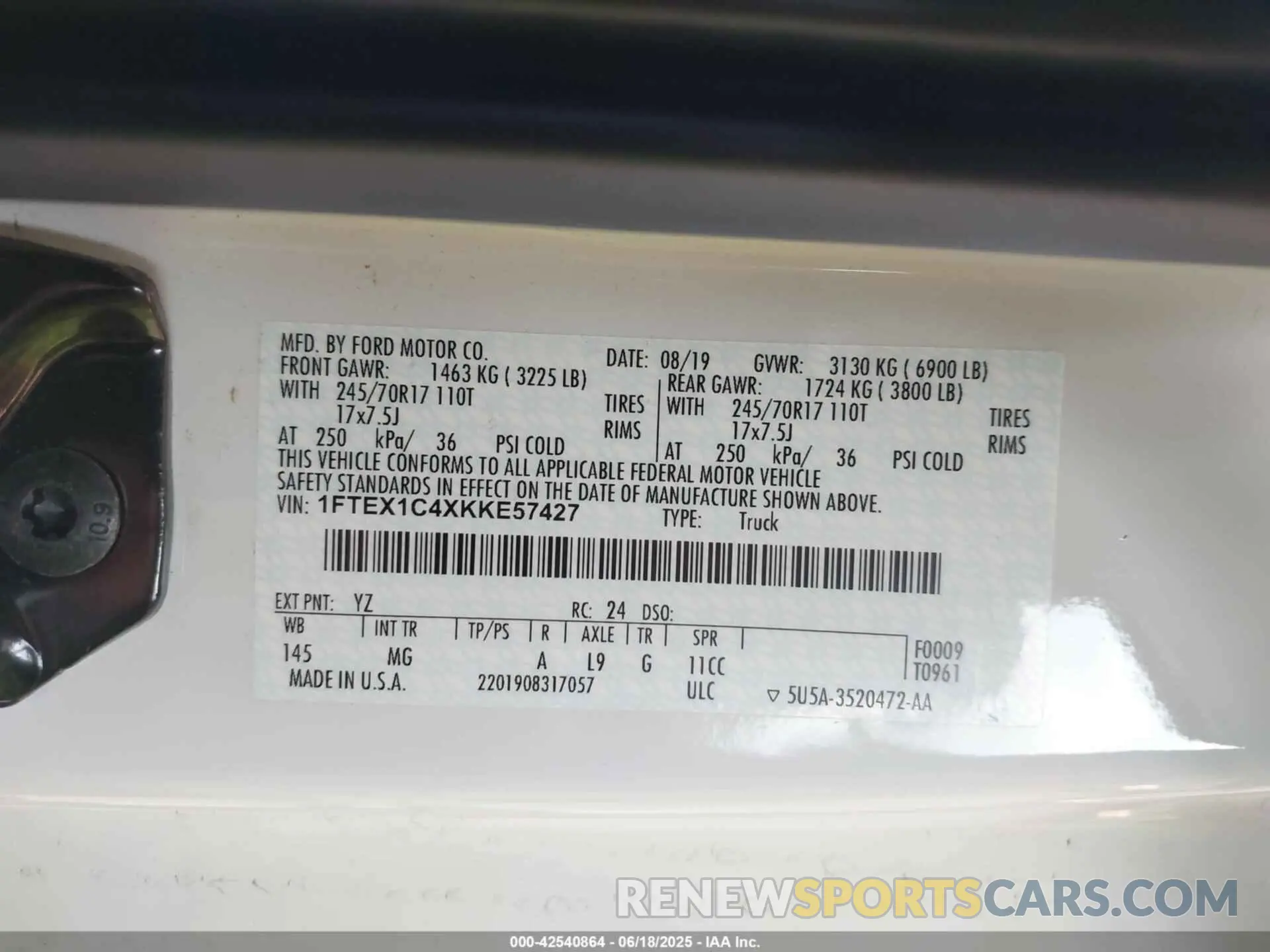 9 Photograph of a damaged car 1FTEX1C4XKKE57427 FORD F-150 2019