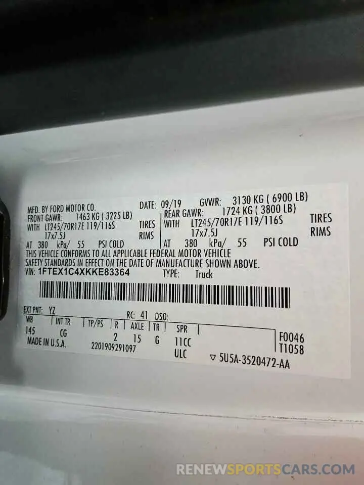 12 Photograph of a damaged car 1FTEX1C4XKKE83364 FORD F-150 2019
