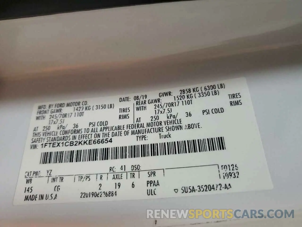 12 Photograph of a damaged car 1FTEX1CB2KKE66654 FORD F-150 2019