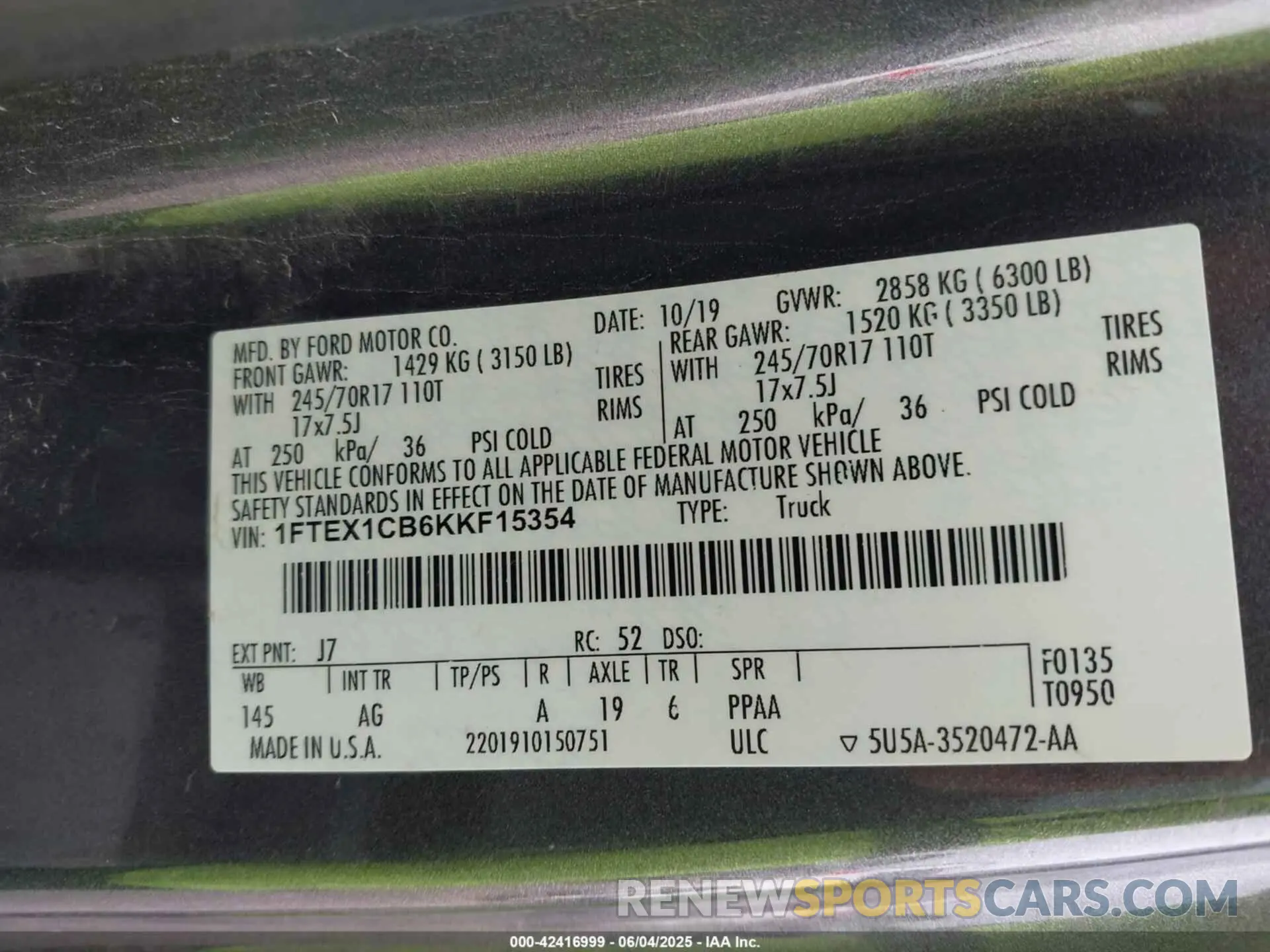 9 Photograph of a damaged car 1FTEX1CB6KKF15354 FORD F-150 2019