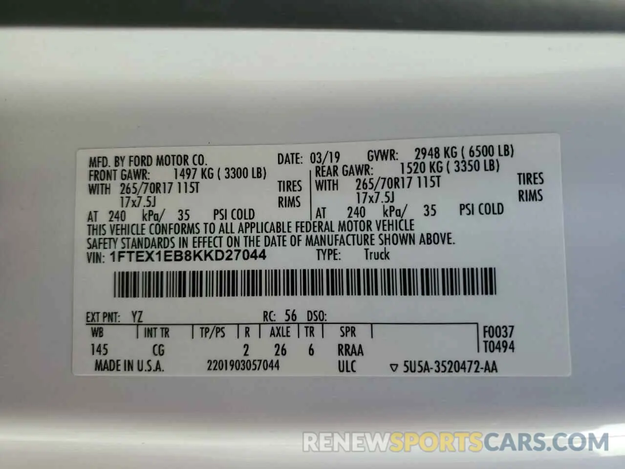12 Photograph of a damaged car 1FTEX1EB8KKD27044 FORD F-150 2019