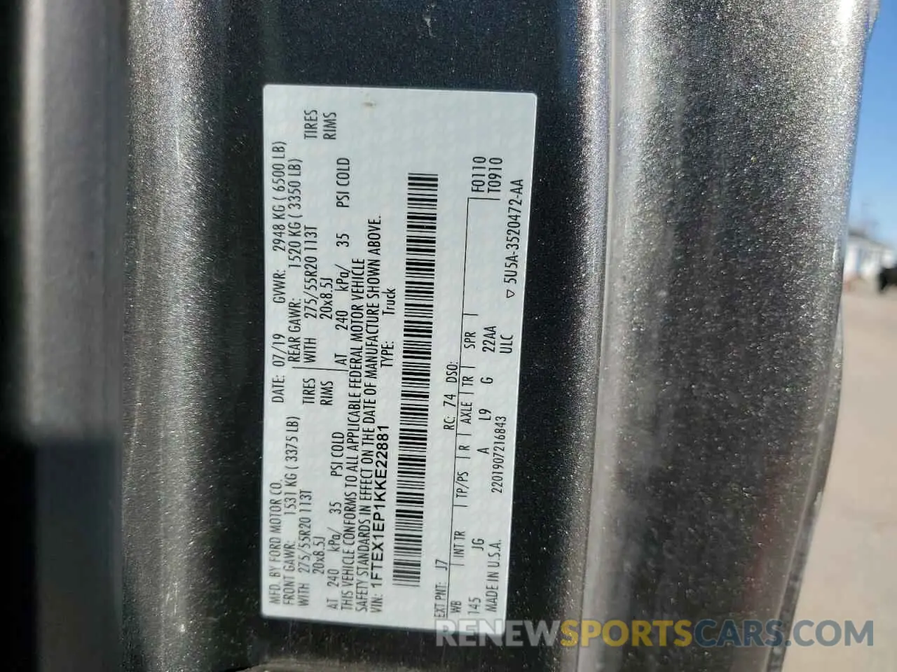 12 Photograph of a damaged car 1FTEX1EP1KKE22881 FORD F-150 2019