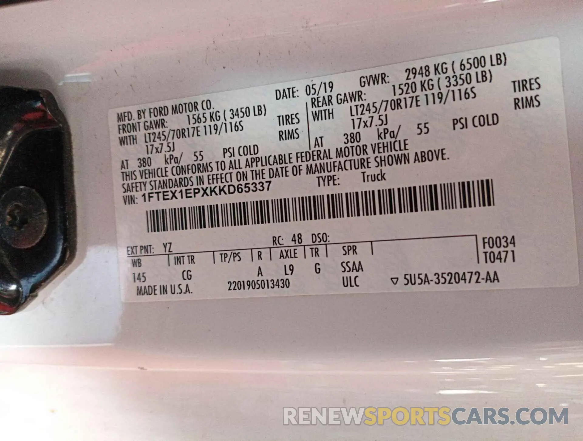 3 Photograph of a damaged car 1FTEX1EPXKKD65337 FORD F-150 2019