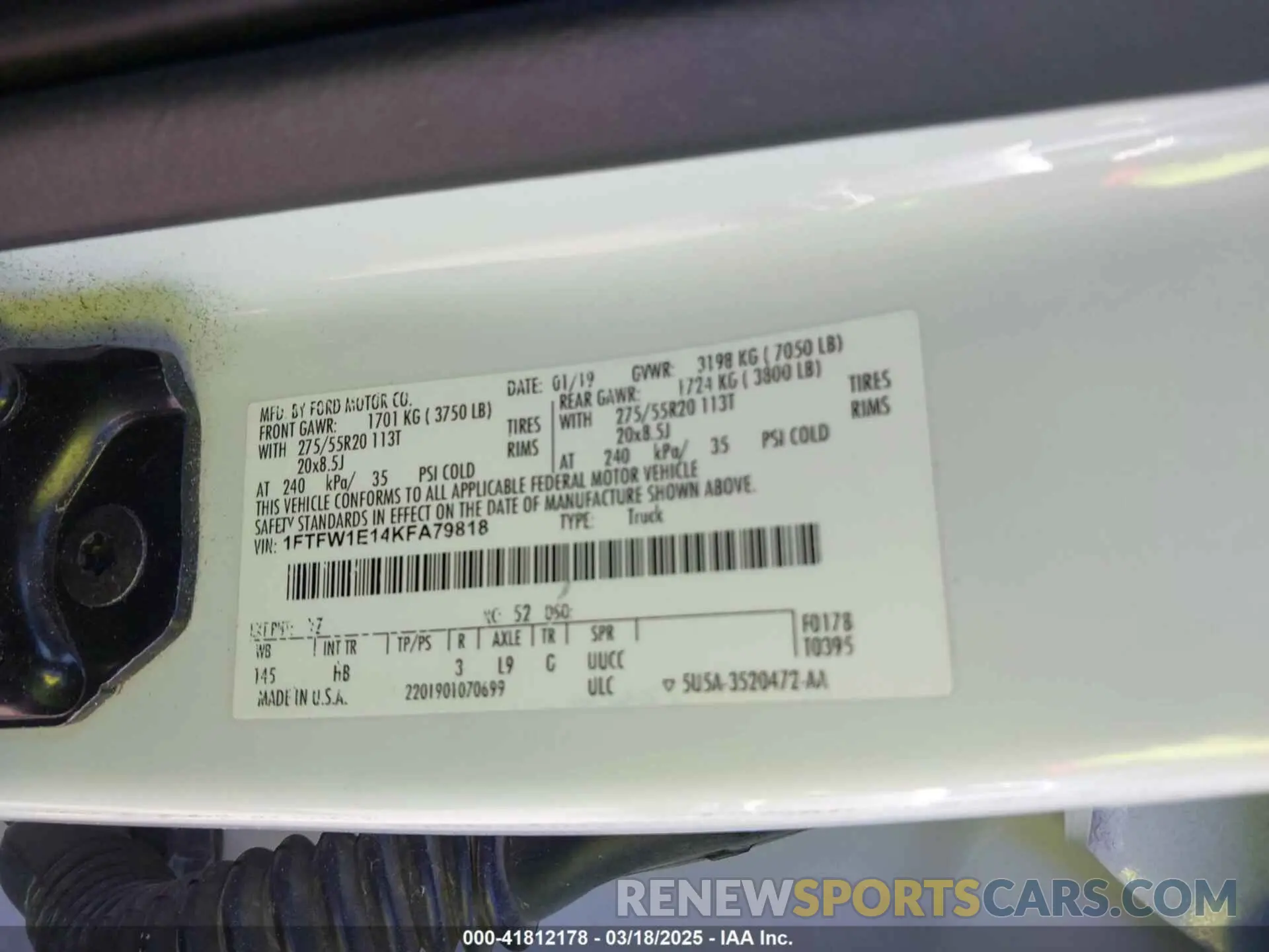 9 Photograph of a damaged car 1FTFW1E14KFA79818 FORD F-150 2019