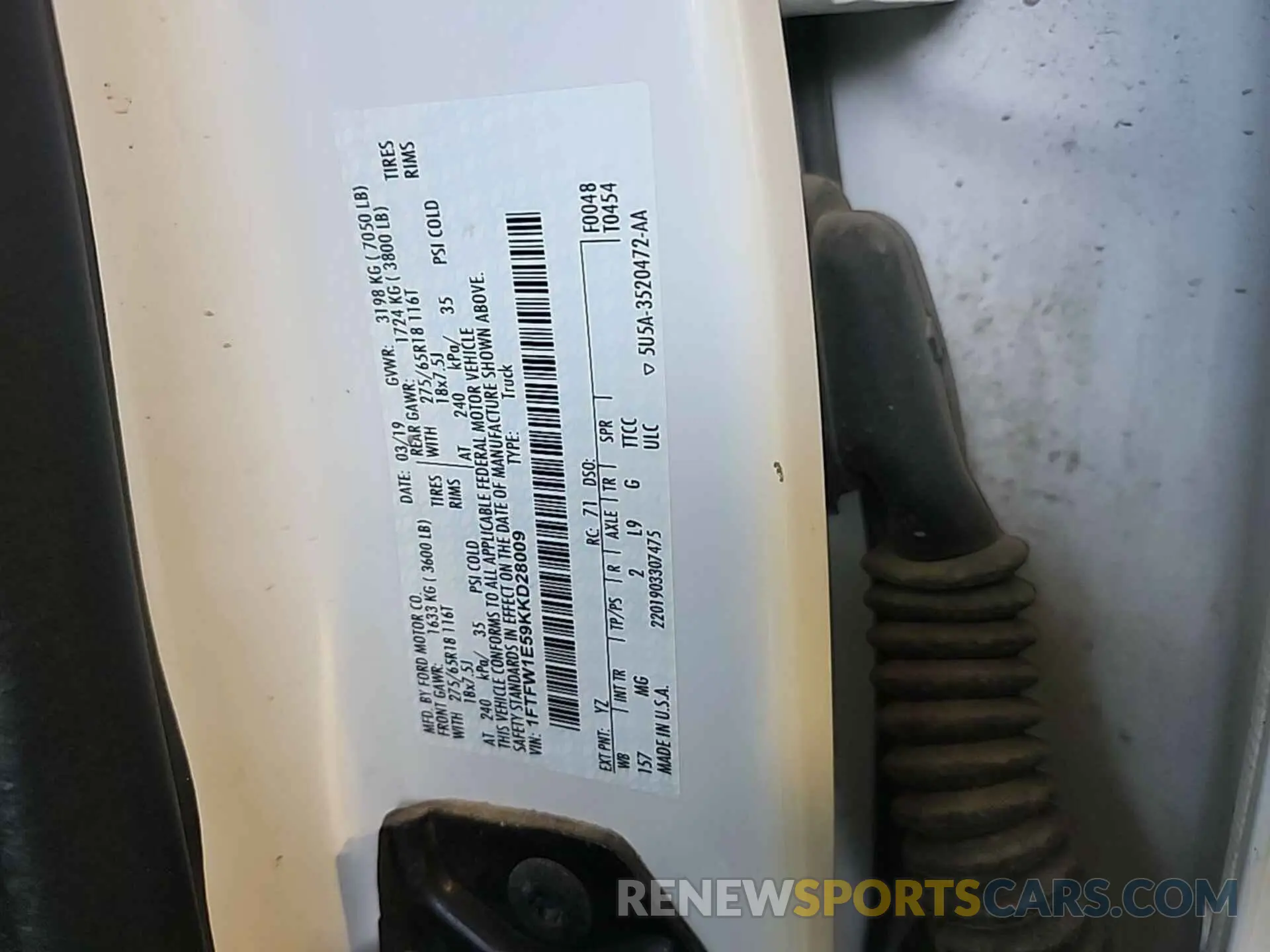 14 Photograph of a damaged car 1FTFW1E59KKD28009 FORD F-150 2019