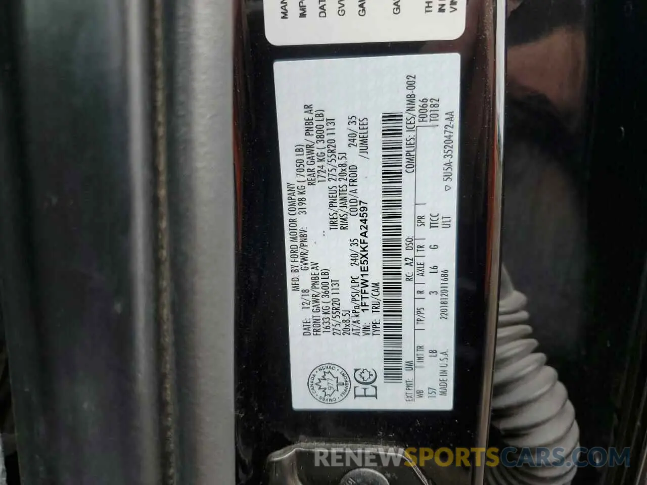 12 Photograph of a damaged car 1FTFW1E5XKFA24597 FORD F-150 2019