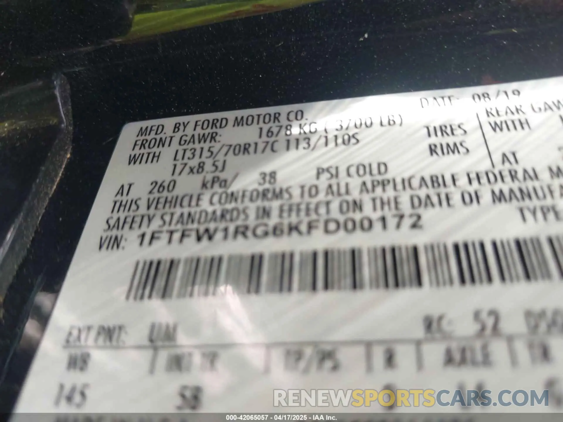 9 Photograph of a damaged car 1FTFW1RG6KFD00172 FORD F-150 2019