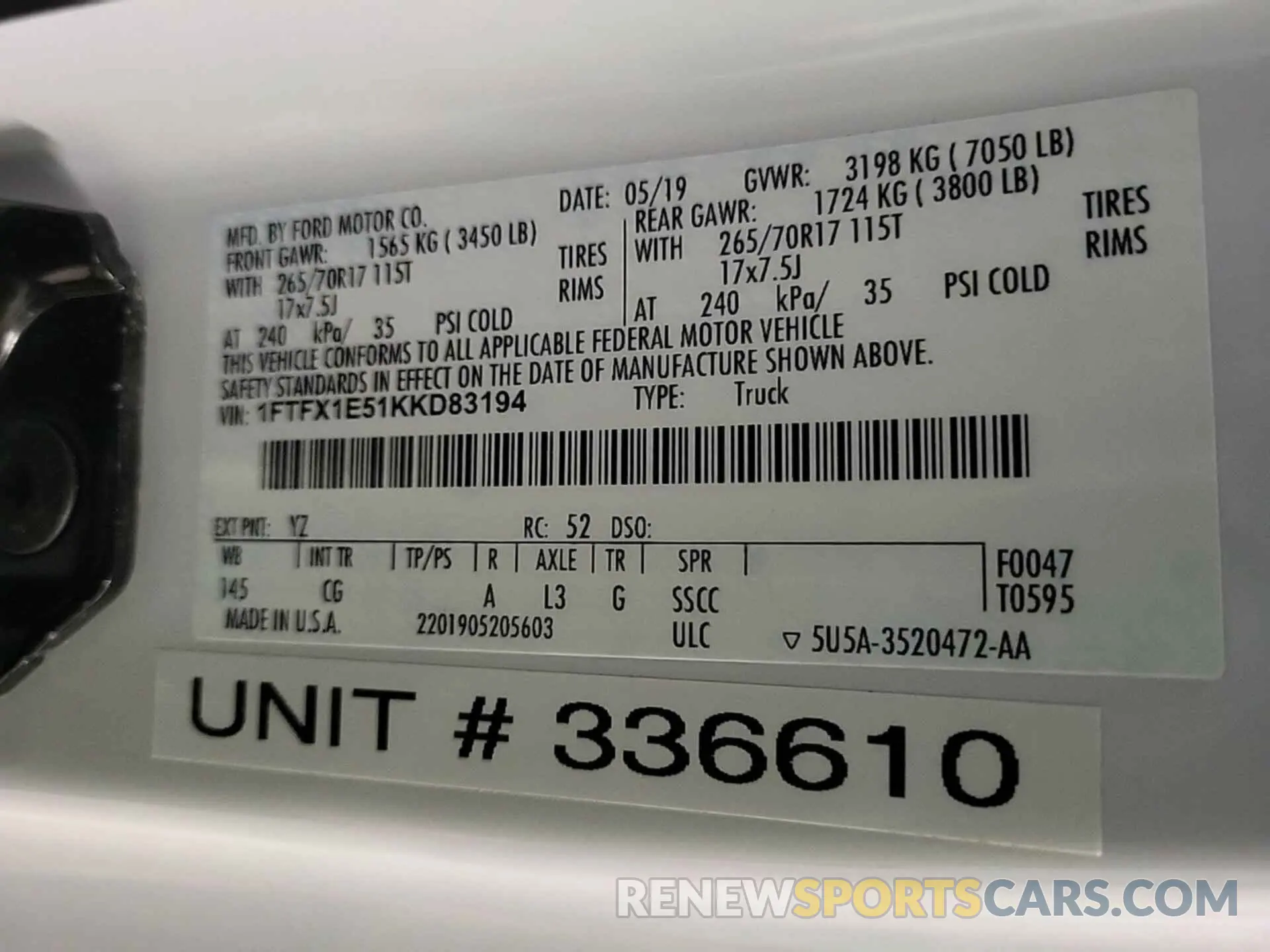 12 Photograph of a damaged car 1FTFX1E51KKD83194 FORD F-150 2019