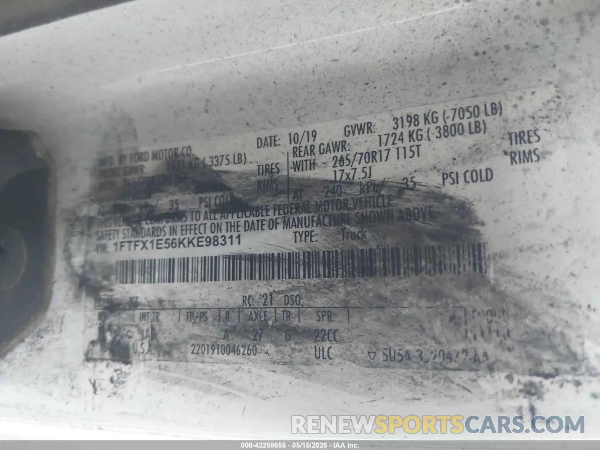 9 Photograph of a damaged car 1FTFX1E56KKE98311 FORD F-150 2019