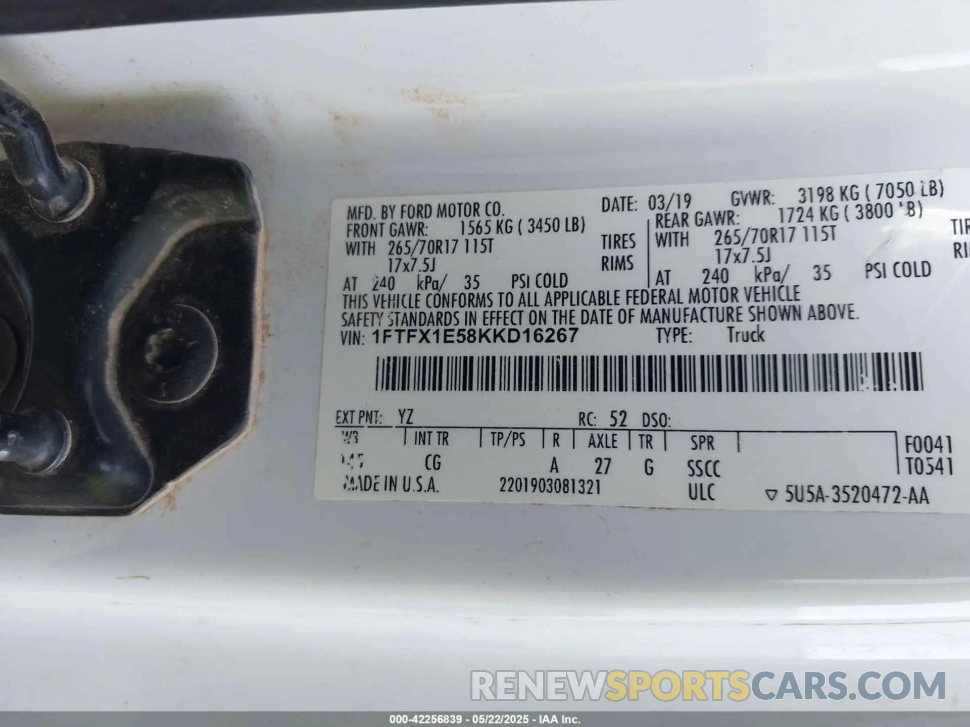 9 Photograph of a damaged car 1FTFX1E58KKD16267 FORD F-150 2019