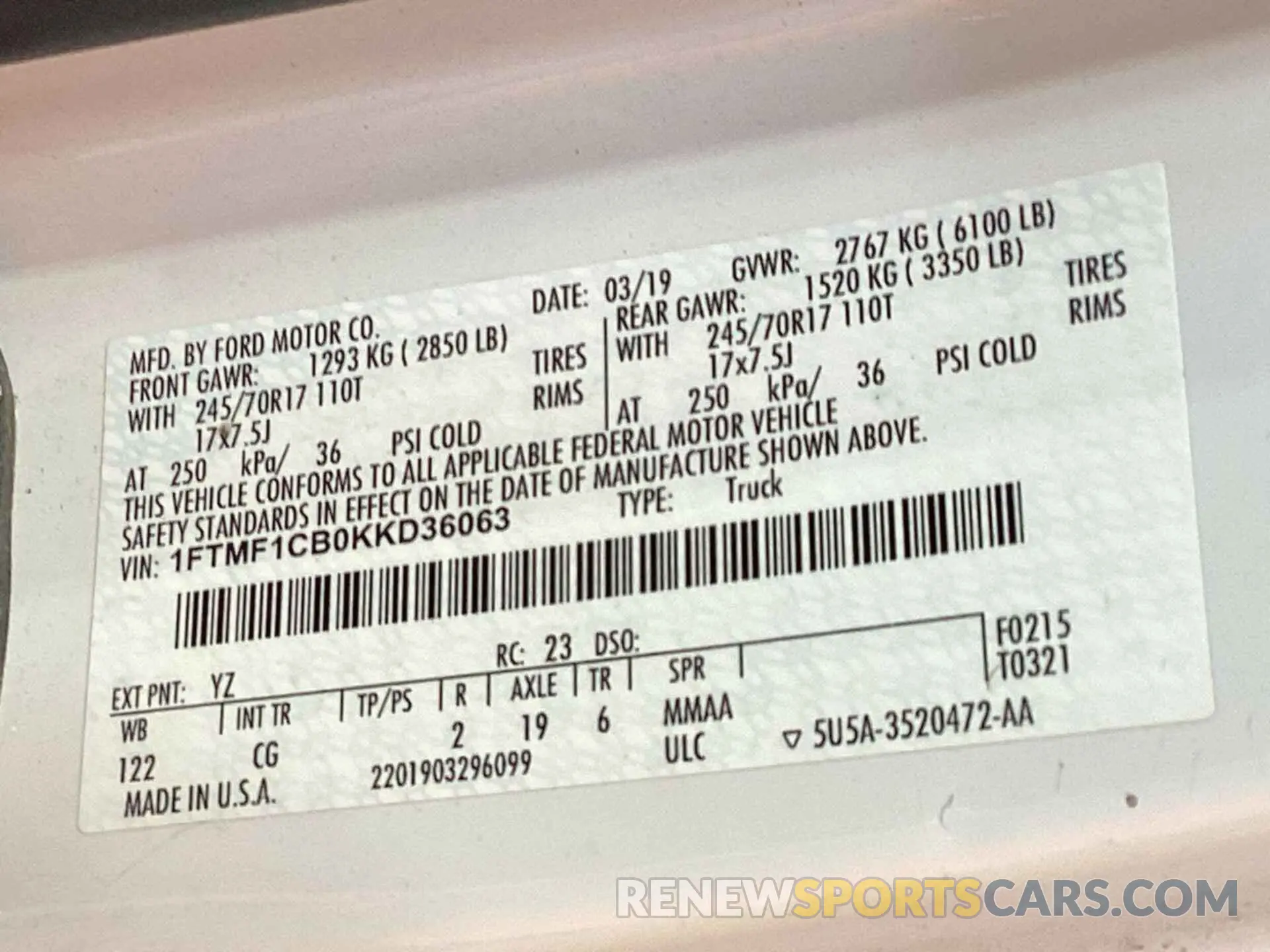 14 Photograph of a damaged car 1FTMF1CB0KKD36063 FORD F-150 2019