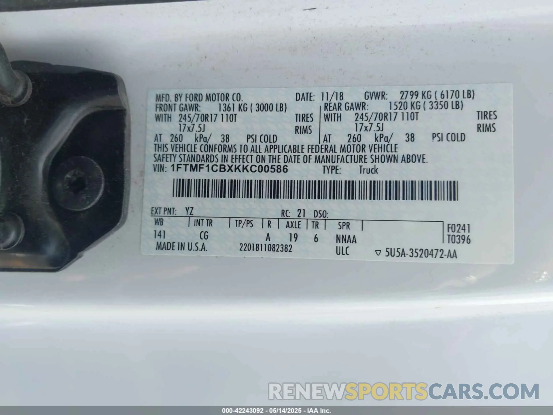 9 Photograph of a damaged car 1FTMF1CBXKKC00586 FORD F-150 2019