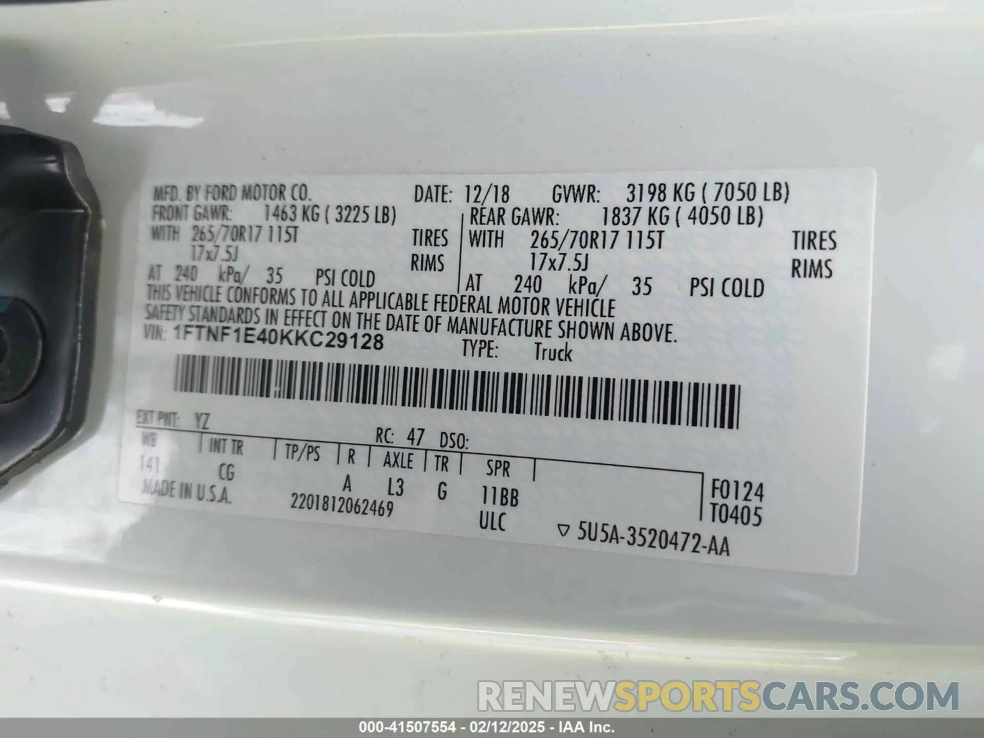 9 Photograph of a damaged car 1FTNF1E40KKC29128 FORD F-150 2019