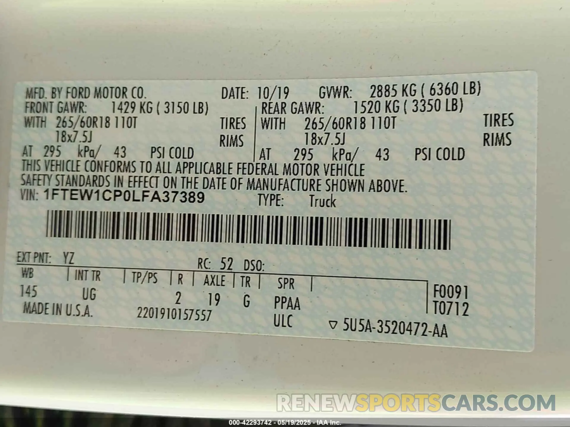 9 Photograph of a damaged car 1FTEW1CP0LFA37389 FORD F-150 2020