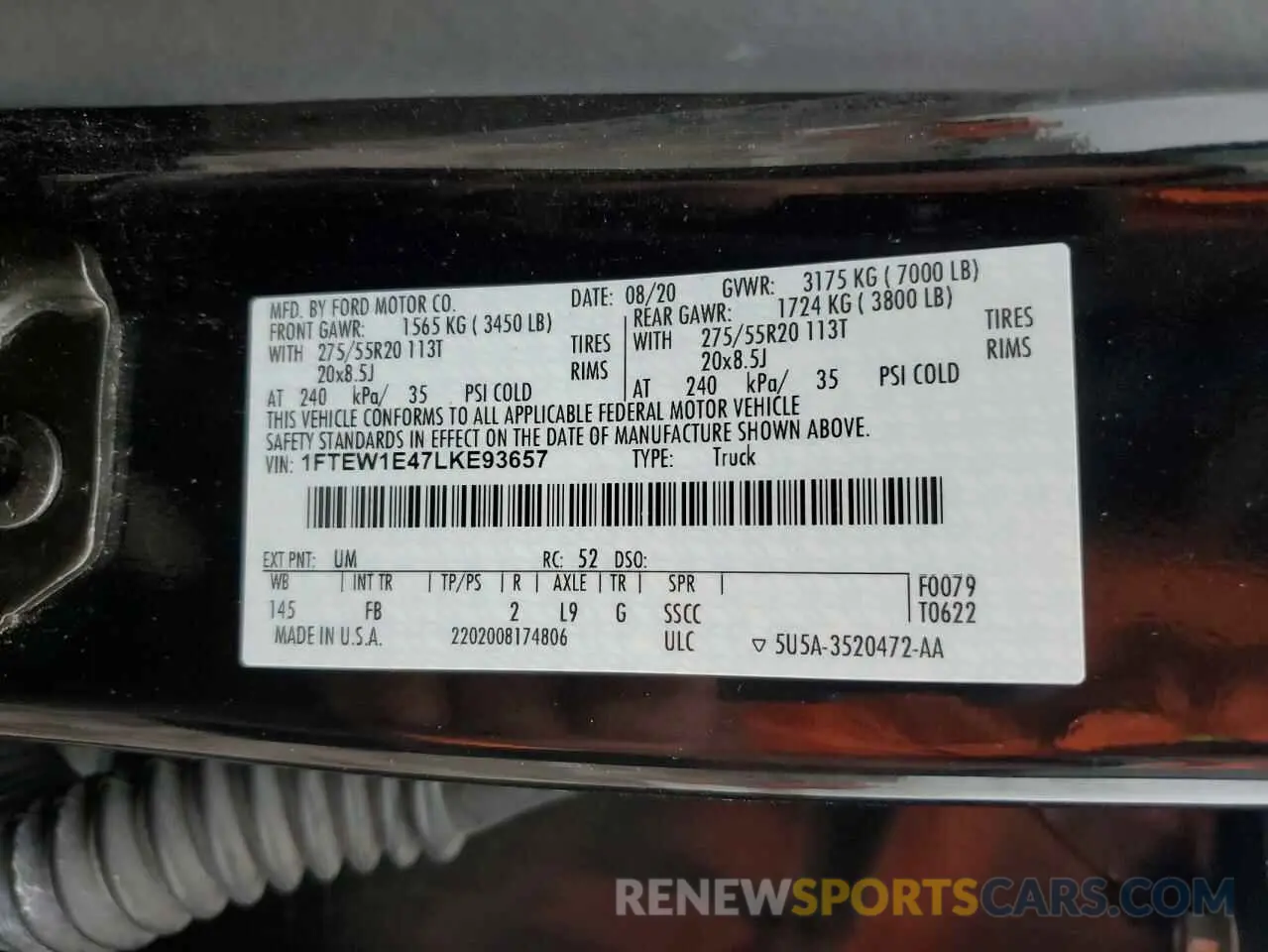 14 Photograph of a damaged car 1FTEW1E47LKE93657 FORD F-150 2020