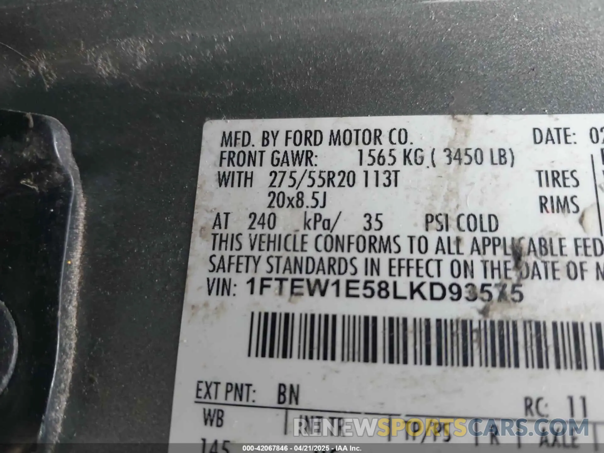 9 Photograph of a damaged car 1FTEW1E58LKD93575 FORD F-150 2020