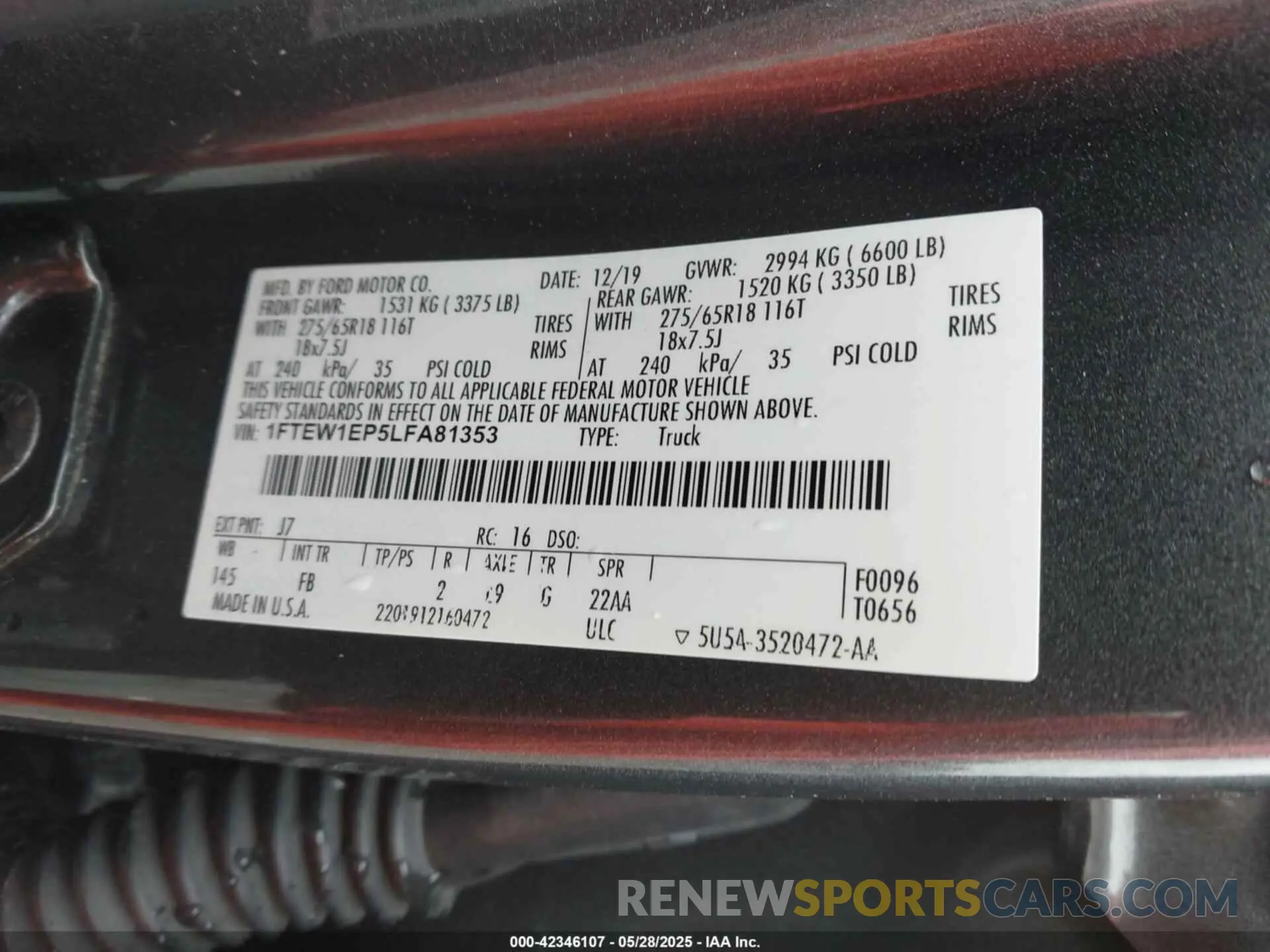 9 Photograph of a damaged car 1FTEW1EP5LFA81353 FORD F-150 2020