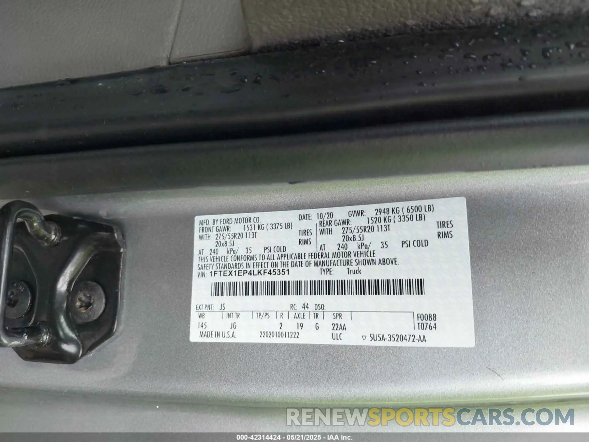 9 Photograph of a damaged car 1FTEX1EP4LKF45351 FORD F-150 2020