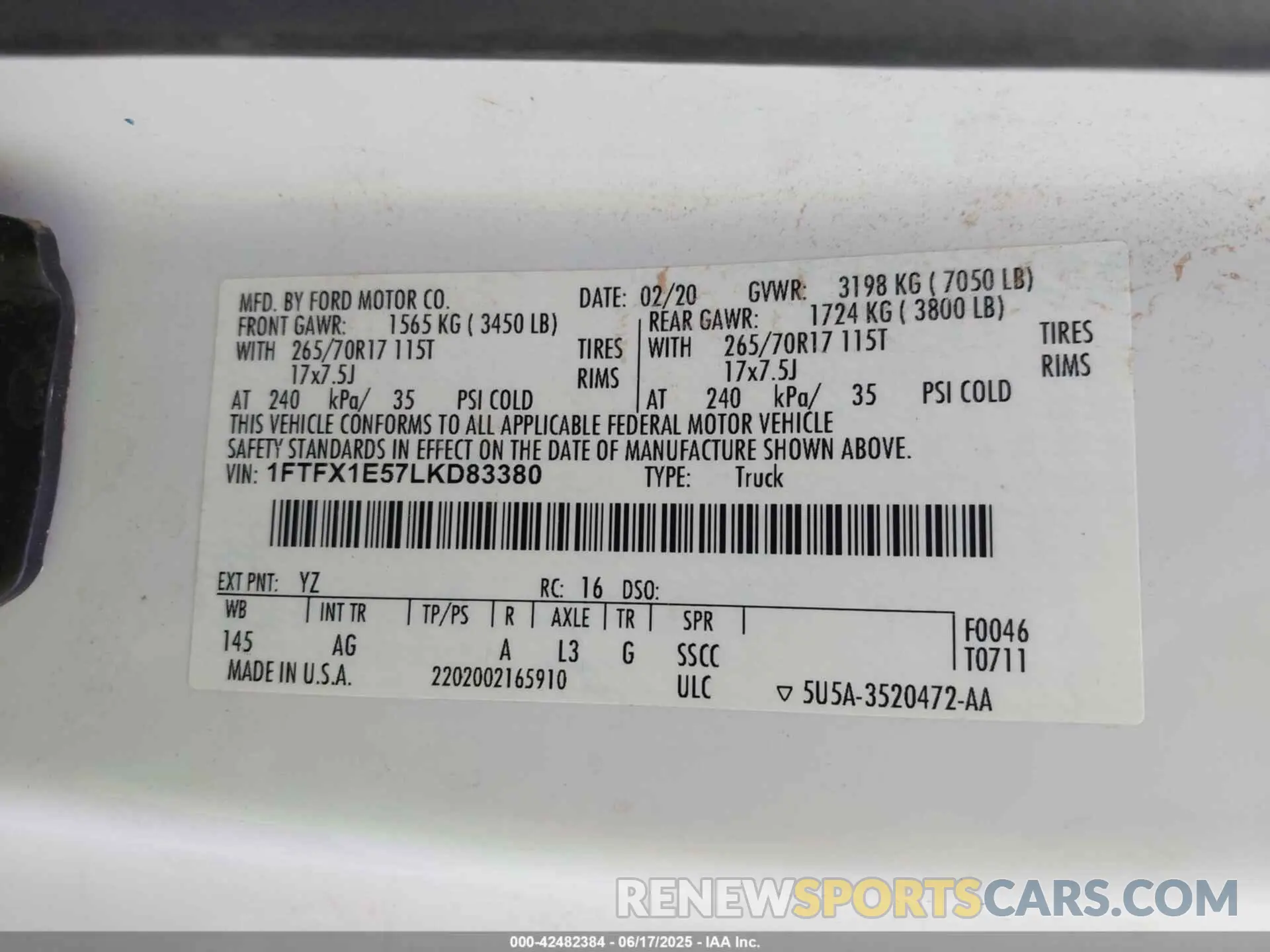 9 Photograph of a damaged car 1FTFX1E57LKD83380 FORD F-150 2020
