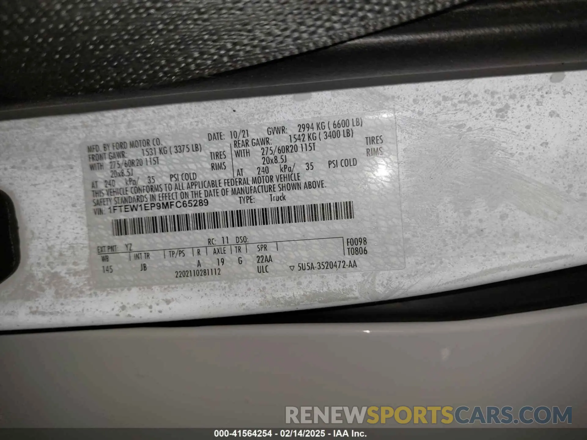 9 Photograph of a damaged car 1FTEW1EP9MFC65289 FORD F-150 2021