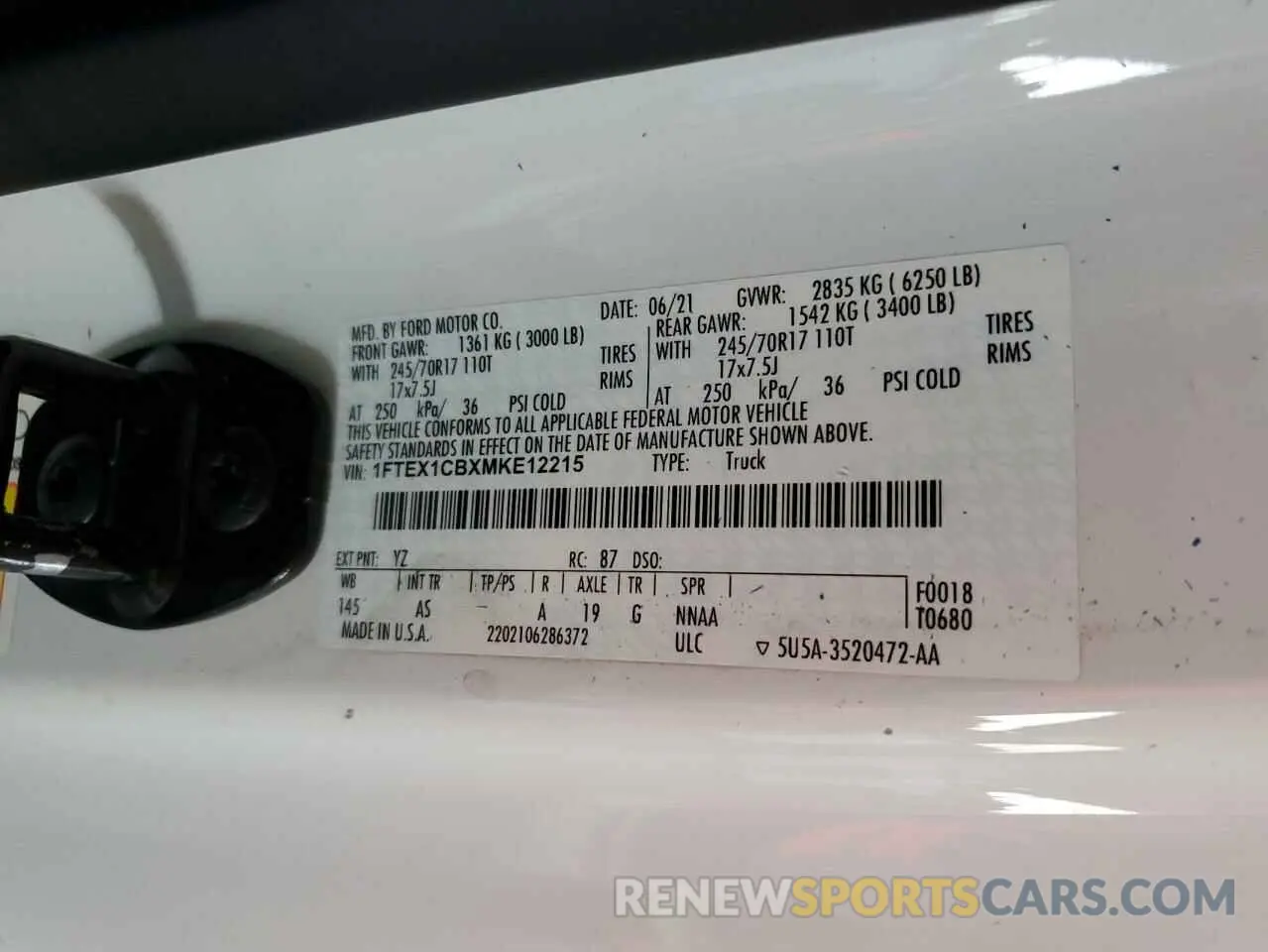 12 Photograph of a damaged car 1FTEX1CBXMKE12215 FORD F-150 2021