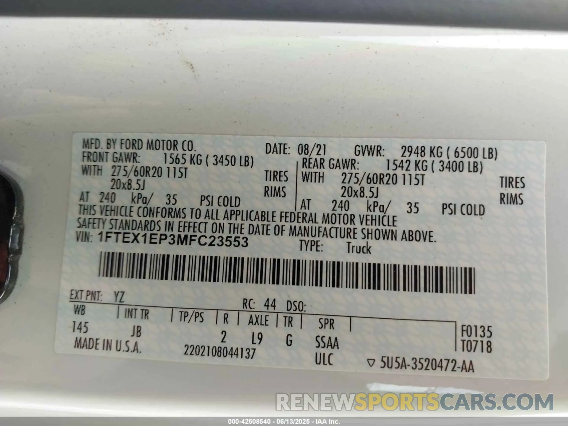 9 Photograph of a damaged car 1FTEX1EP3MFC23553 FORD F-150 2021