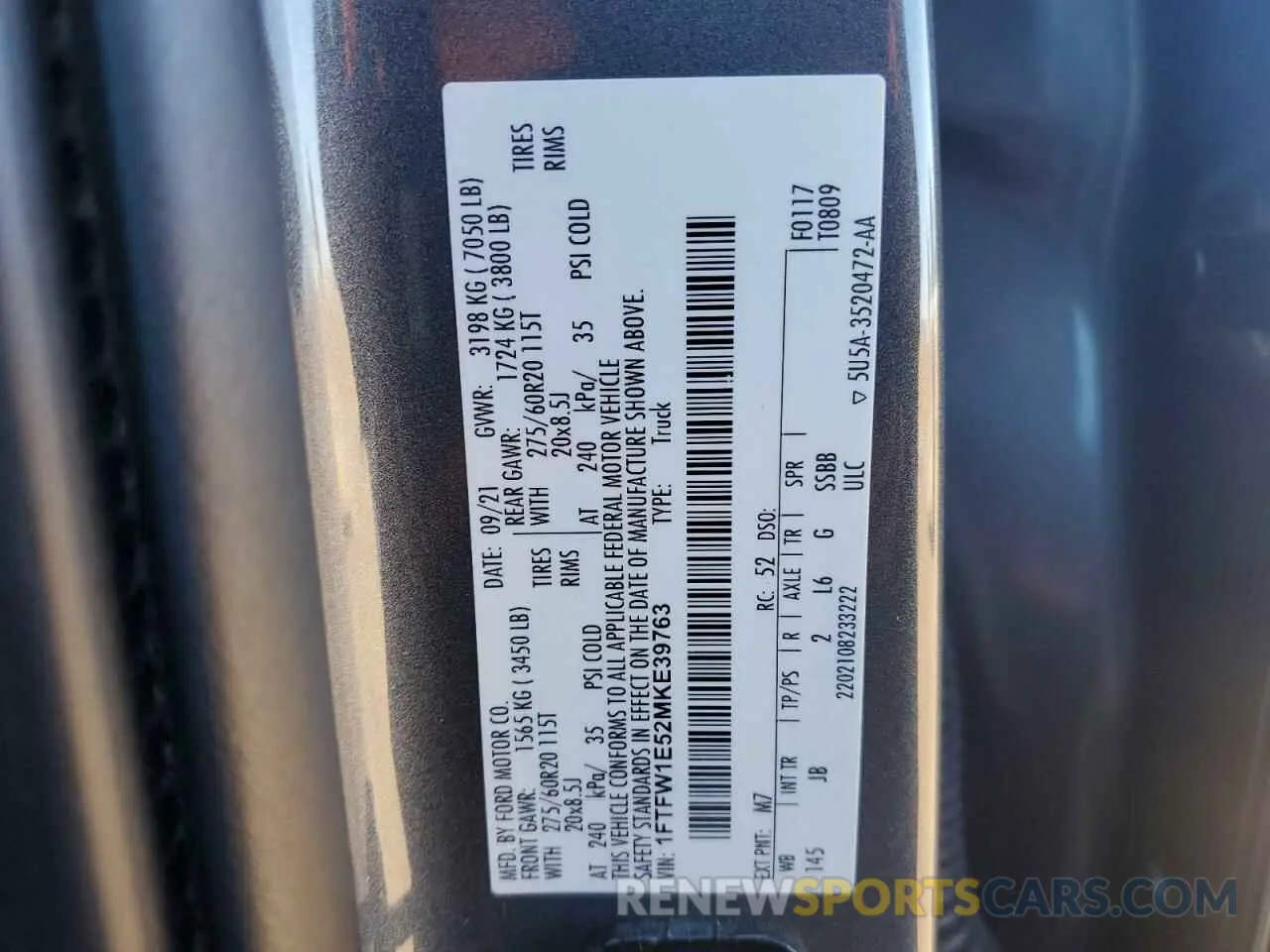12 Photograph of a damaged car 1FTFW1E52MKE39763 FORD F-150 2021