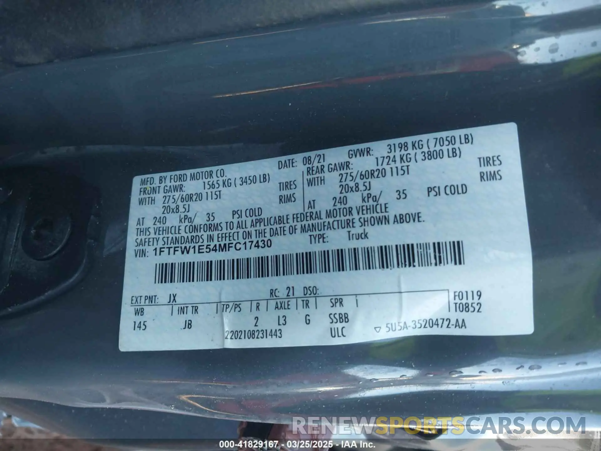 9 Photograph of a damaged car 1FTFW1E54MFC17430 FORD F-150 2021