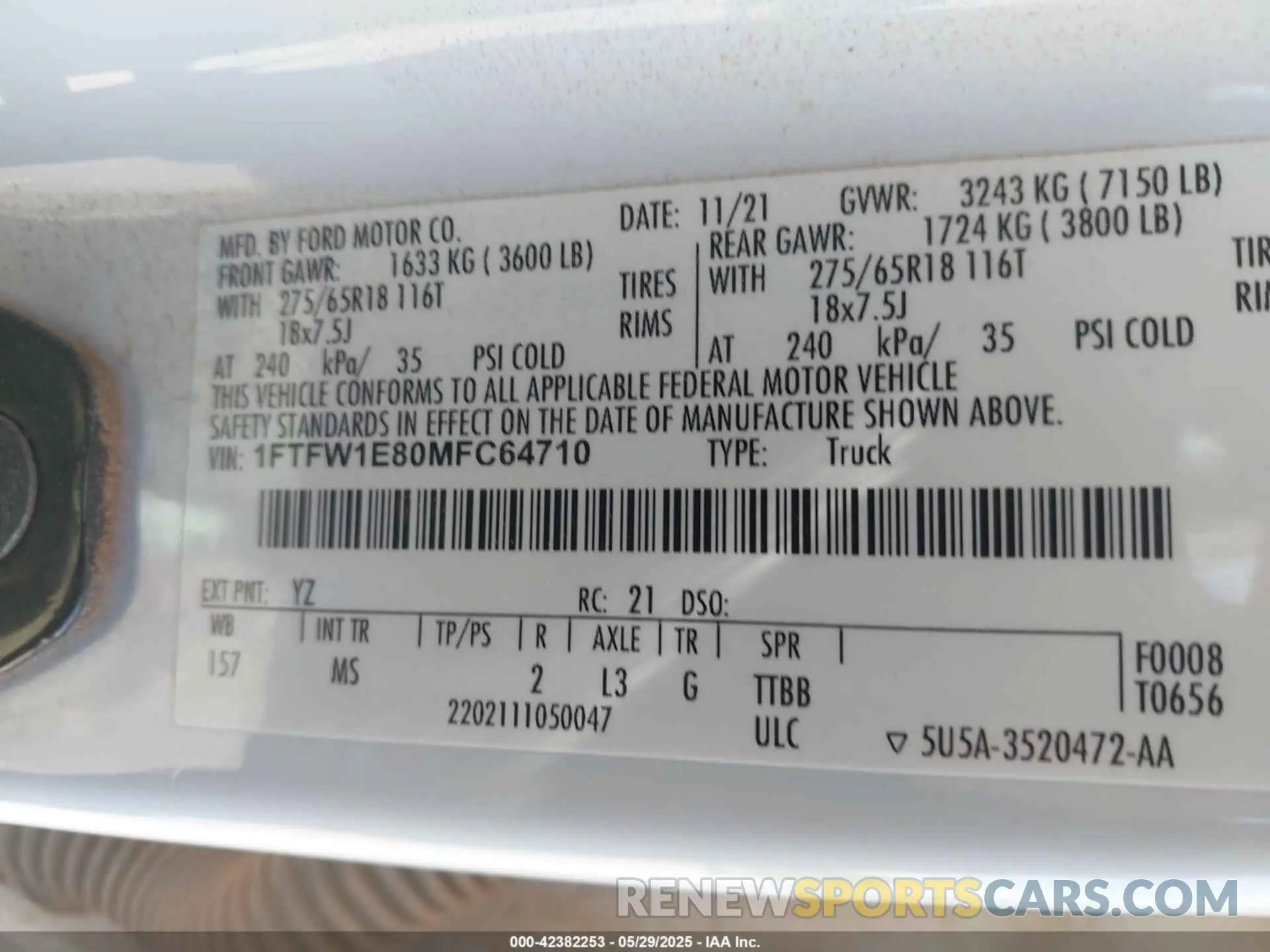 9 Photograph of a damaged car 1FTFW1E80MFC64710 FORD F-150 2021