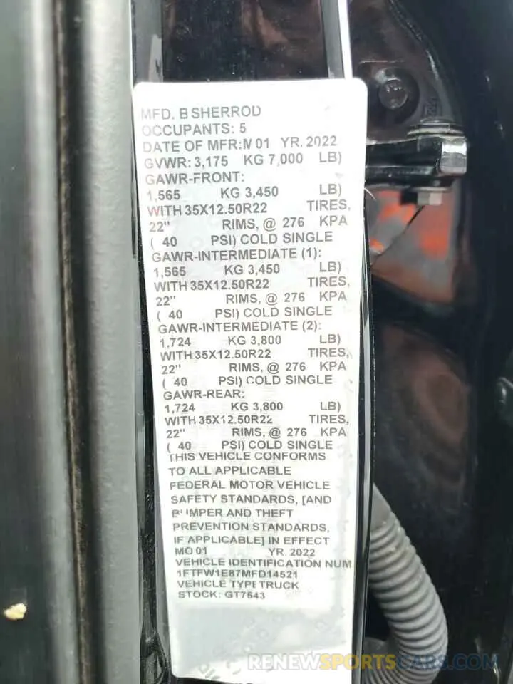 14 Photograph of a damaged car 1FTFW1E87MFD14521 FORD F-150 2021