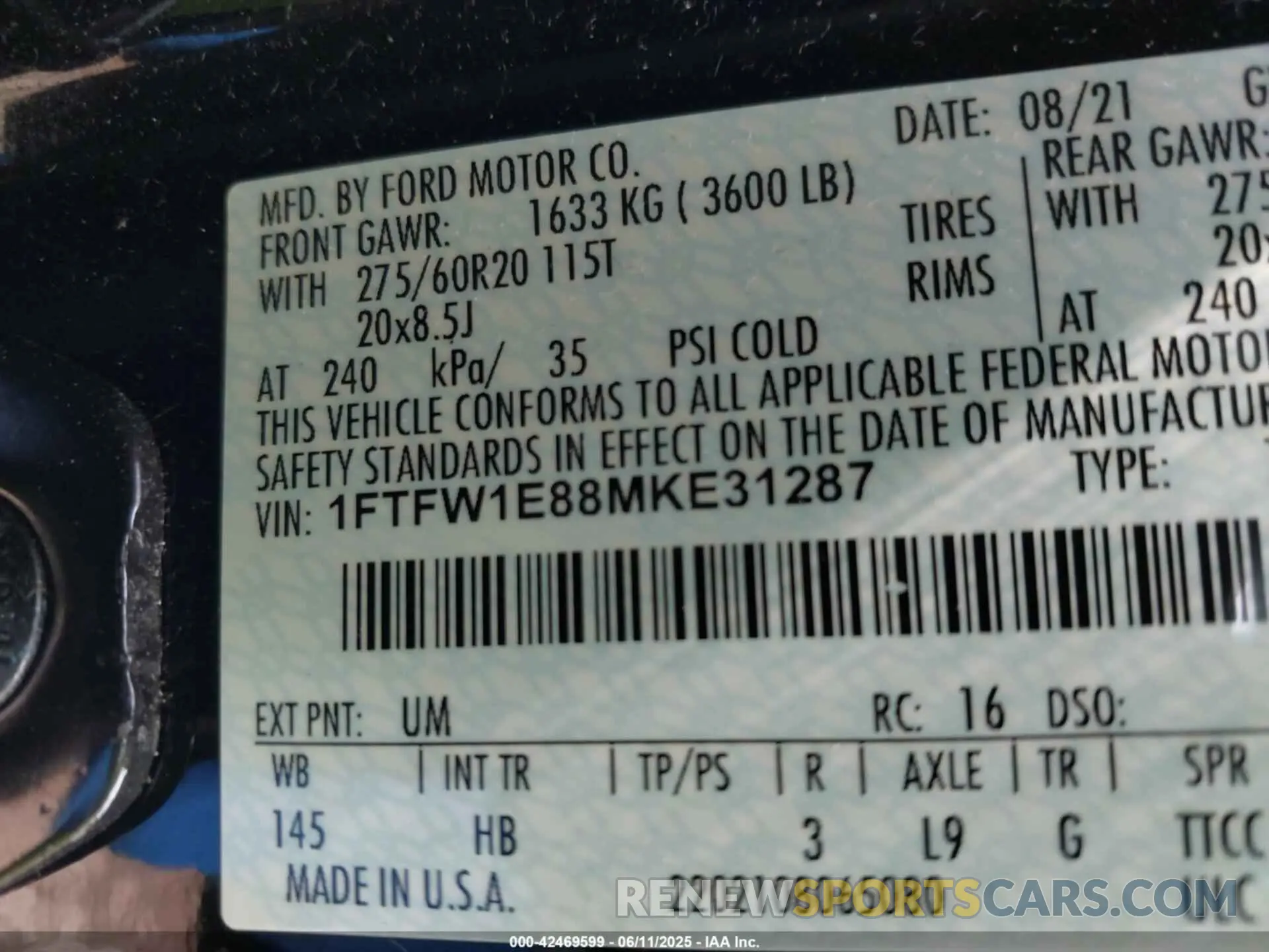 9 Photograph of a damaged car 1FTFW1E88MKE31287 FORD F-150 2021