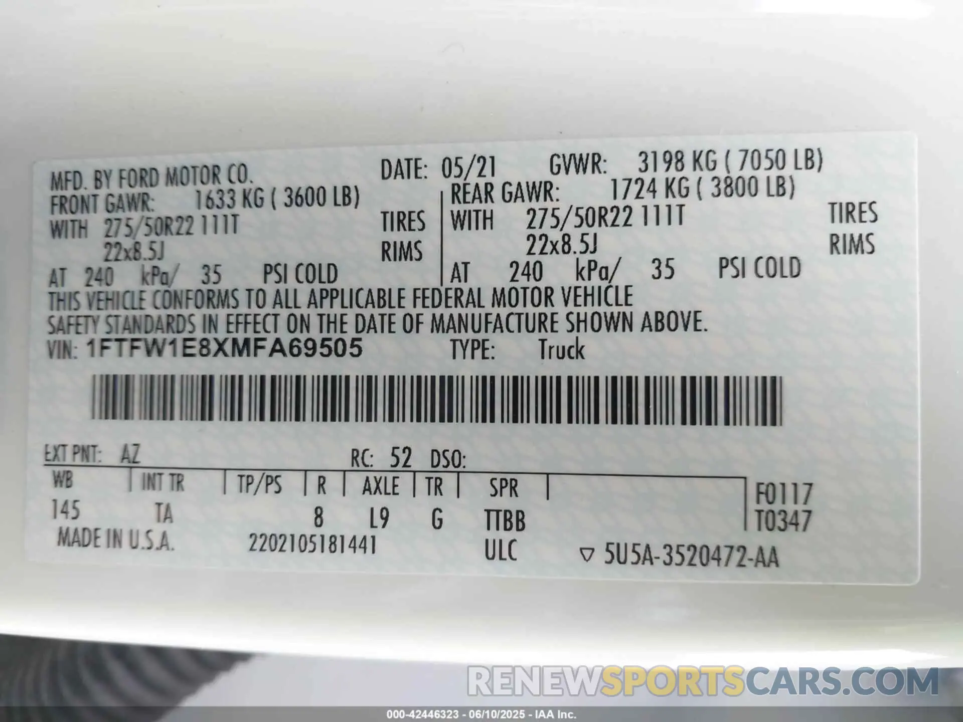 9 Photograph of a damaged car 1FTFW1E8XMFA69505 FORD F-150 2021