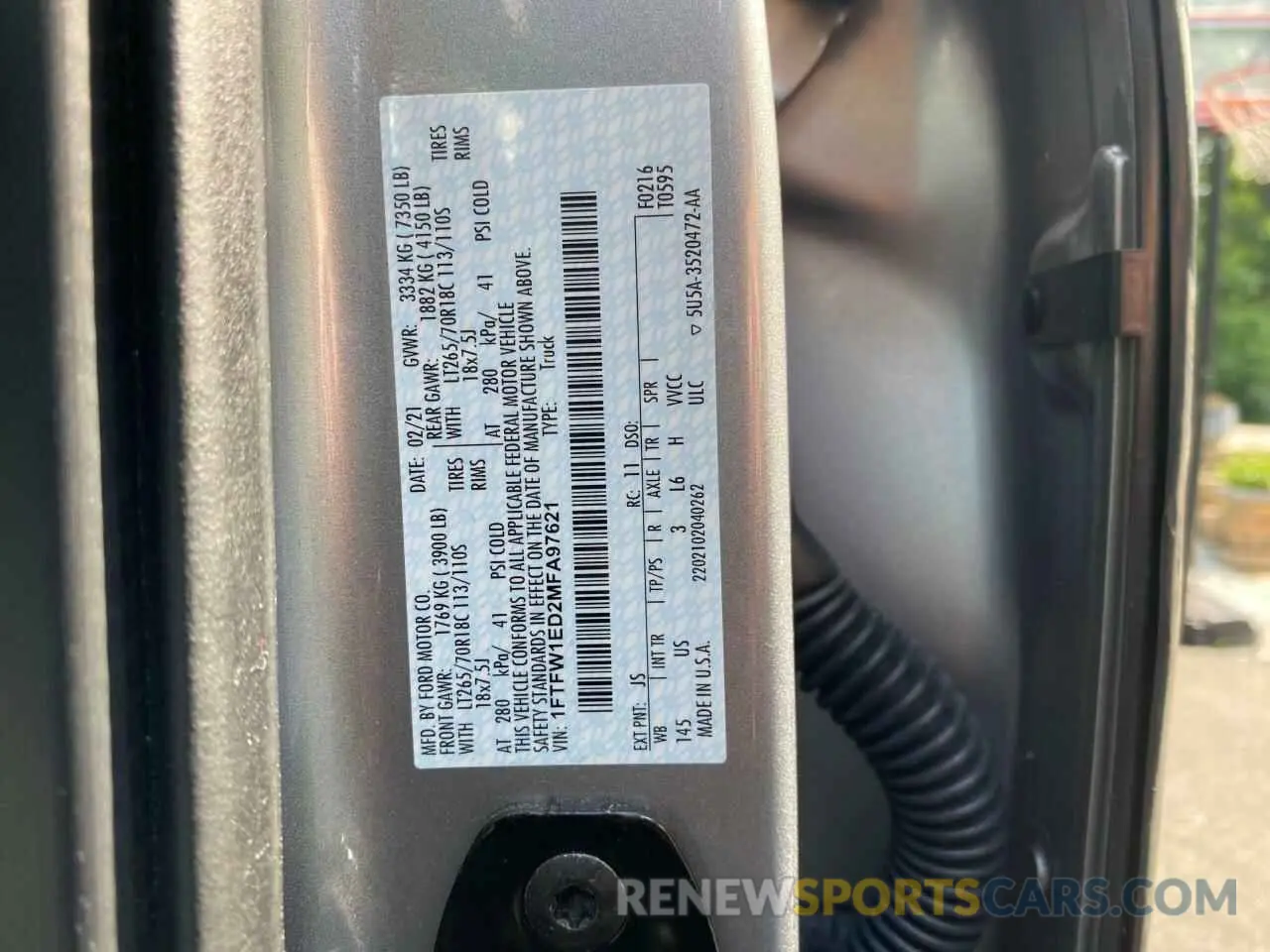 10 Photograph of a damaged car 1FTFW1ED2MFA97621 FORD F-150 2021