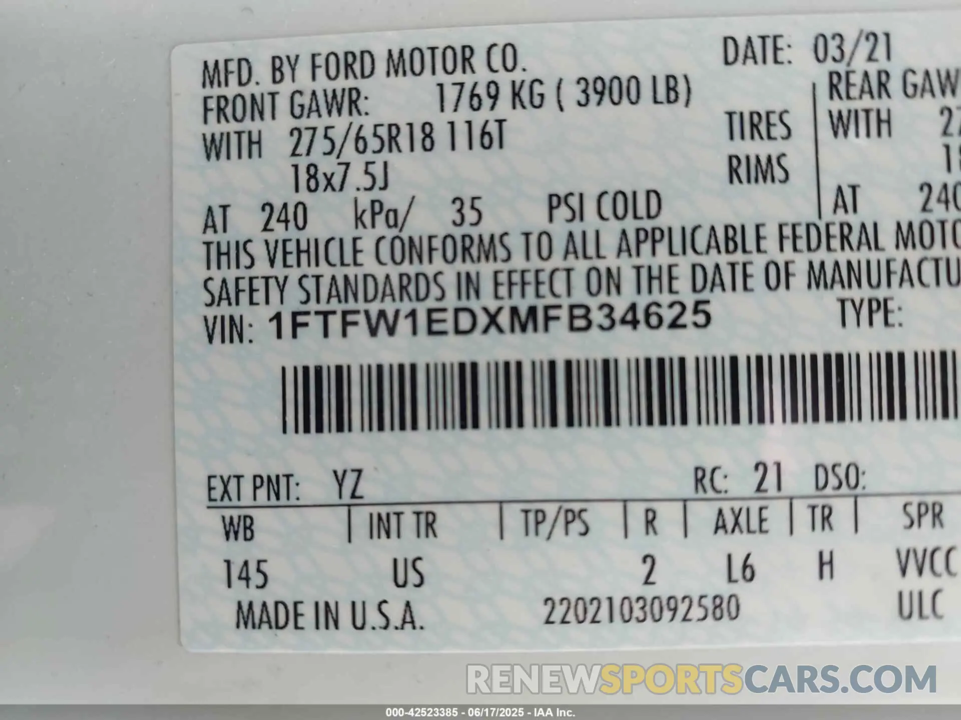 9 Photograph of a damaged car 1FTFW1EDXMFB34625 FORD F-150 2021