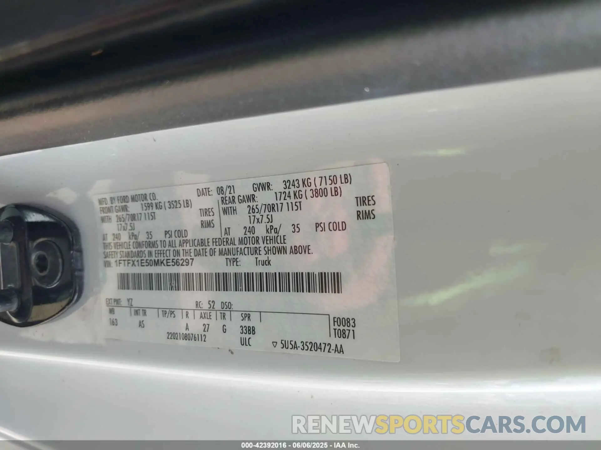 9 Photograph of a damaged car 1FTFX1E50MKE56297 FORD F-150 2021