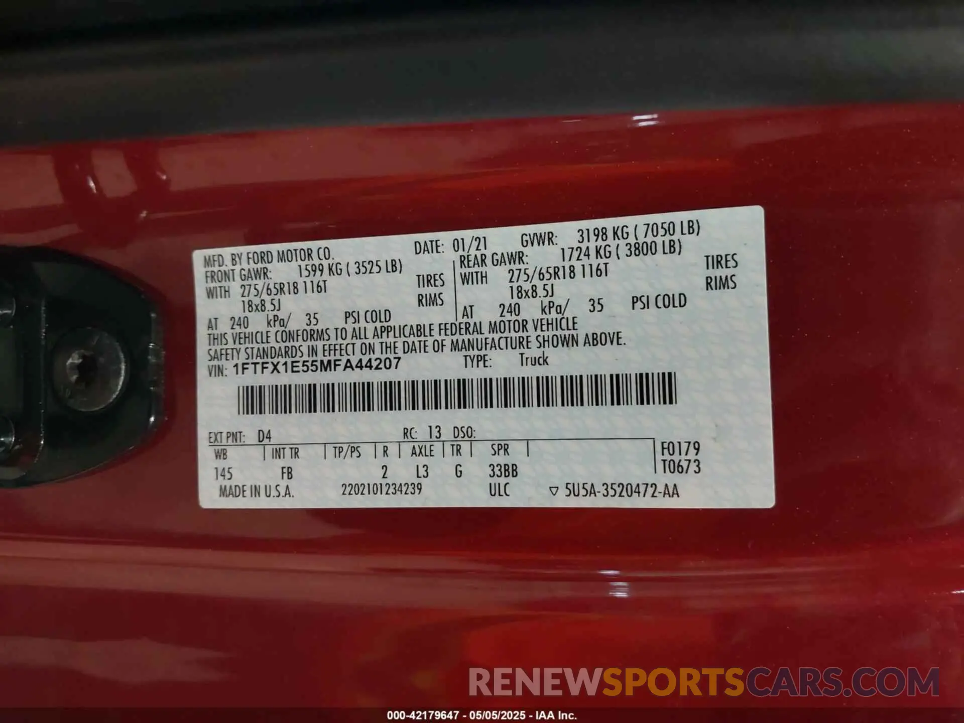 9 Photograph of a damaged car 1FTFX1E55MFA44207 FORD F-150 2021