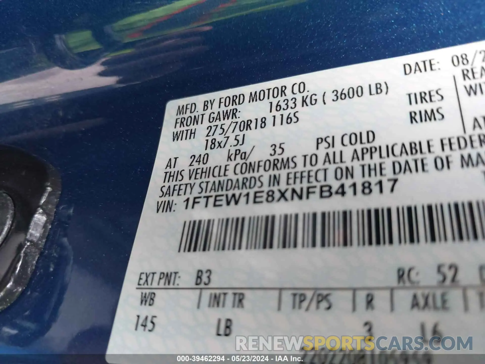 9 Photograph of a damaged car 1FTEW1E8XNFB41817 FORD F-150 2022