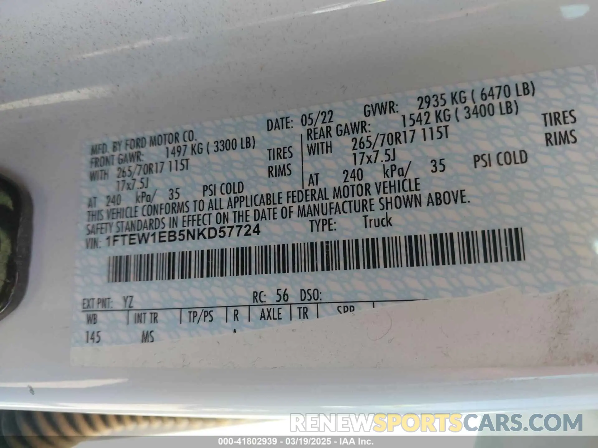 9 Photograph of a damaged car 1FTEW1EB5NKD57724 FORD F-150 2022
